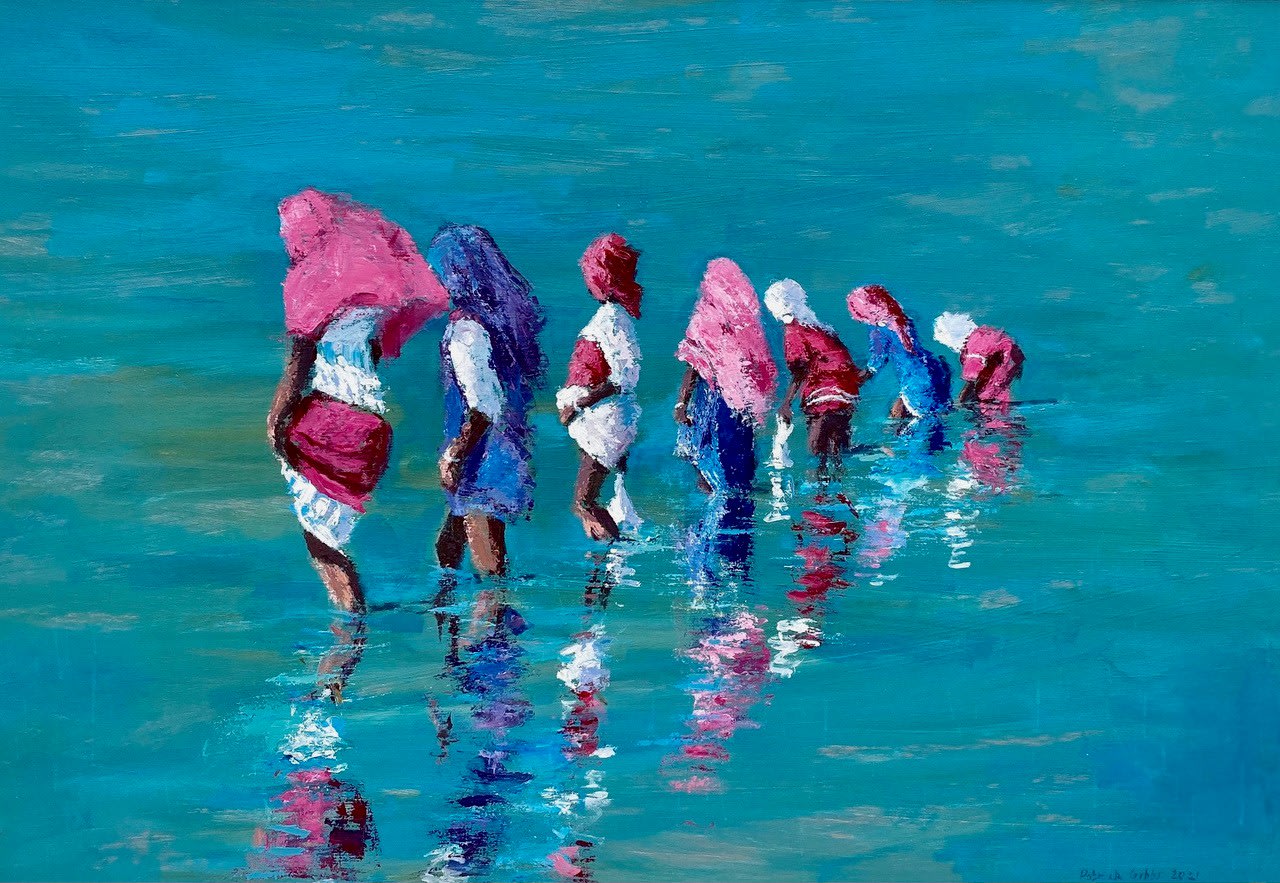 Patrick Gibbs, GIRLS FISHING IN THE SEA, ZANZIBAR, 2021