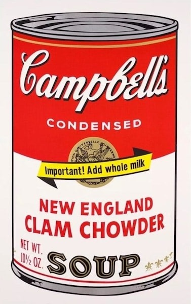 Andy Warhol, After Andy Warhol, Sunday B Morning, New England Clam Chowder, Campbells Soup II, 2015