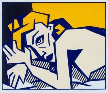 Roy Lichtenstein, Reclining nude from expressionist woodcut series 1980 Corlett