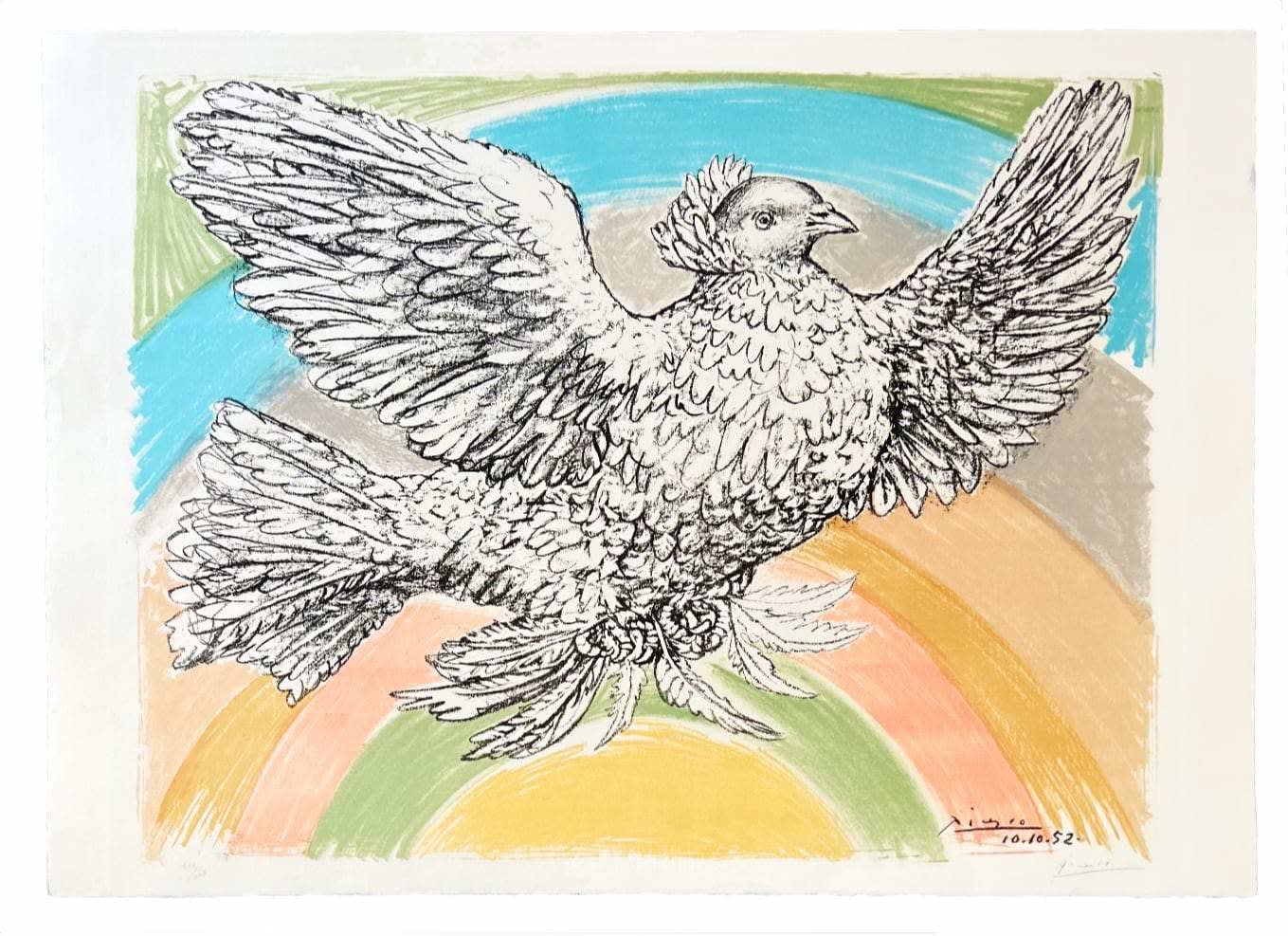 Pablo Picasso, La Colombe Volant (a l’arc-en-ciel), The Flying Dove (with the rainbow), 1952,