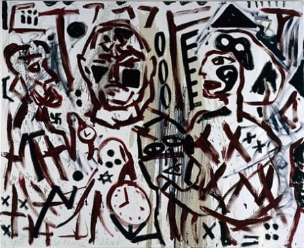 A. R. PENCK, MARKUS LÜPERTZ WITH A FRIEND IN THE ACADEMY, 1991