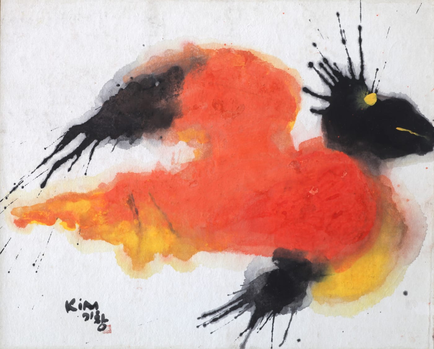 운보 김기창 Unbo Kim Ki Chang 불새 Phoenix 1968 Ink and color on paper 31 x 39 cm ©(재)운보문화재단