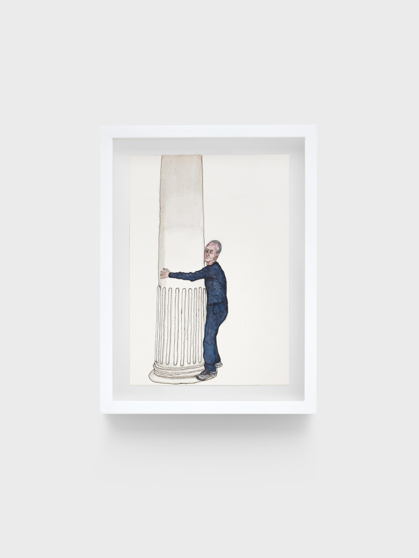 Michael Landy Comfort Column, 2025 signed, dated, titled verso watercolour, pen on paper 18 x 12.5 cm. 7 x 5 in.