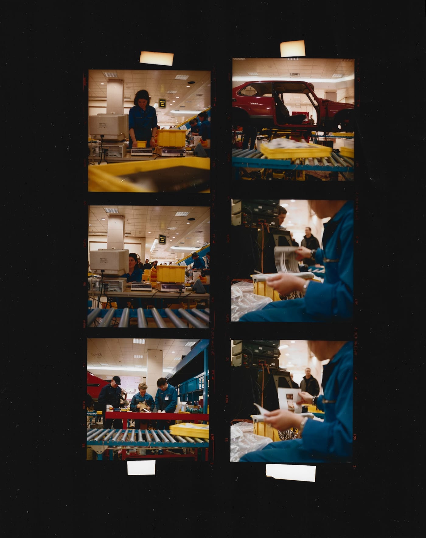 Contact sheets of the operatives at work from the Artangel archive.