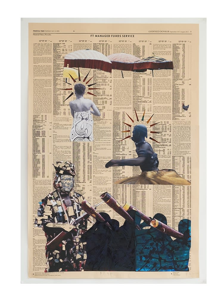 Godfried Donkor, FT Man,2017, Ink and collage on paper, 70 x 120 cm