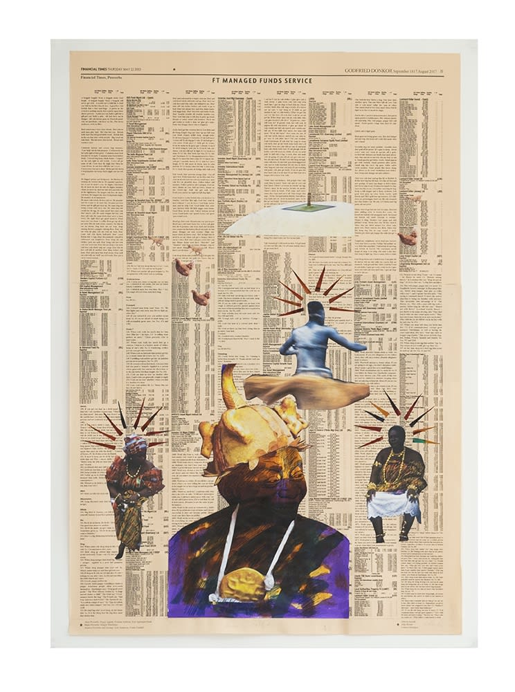 Godfried Donkor, Queen Mother,2017, Ink and collage on paper, 70 x 120 cm