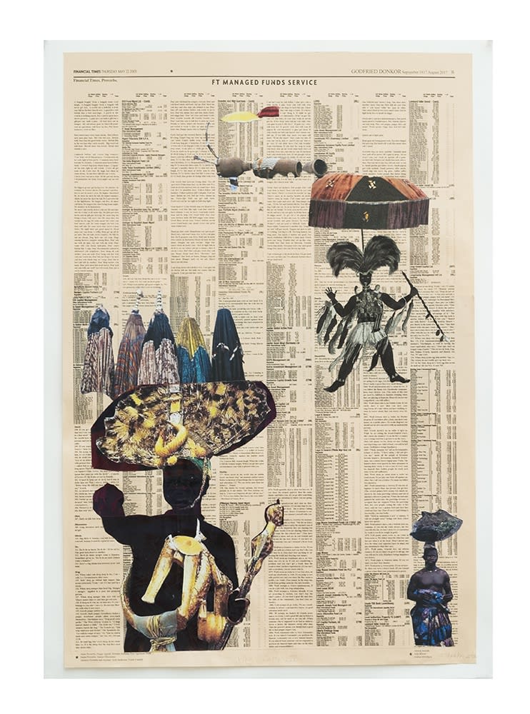 Godfried Donkor, War Capos IV,2017, Ink and collage on paper, 70 x 120 cm