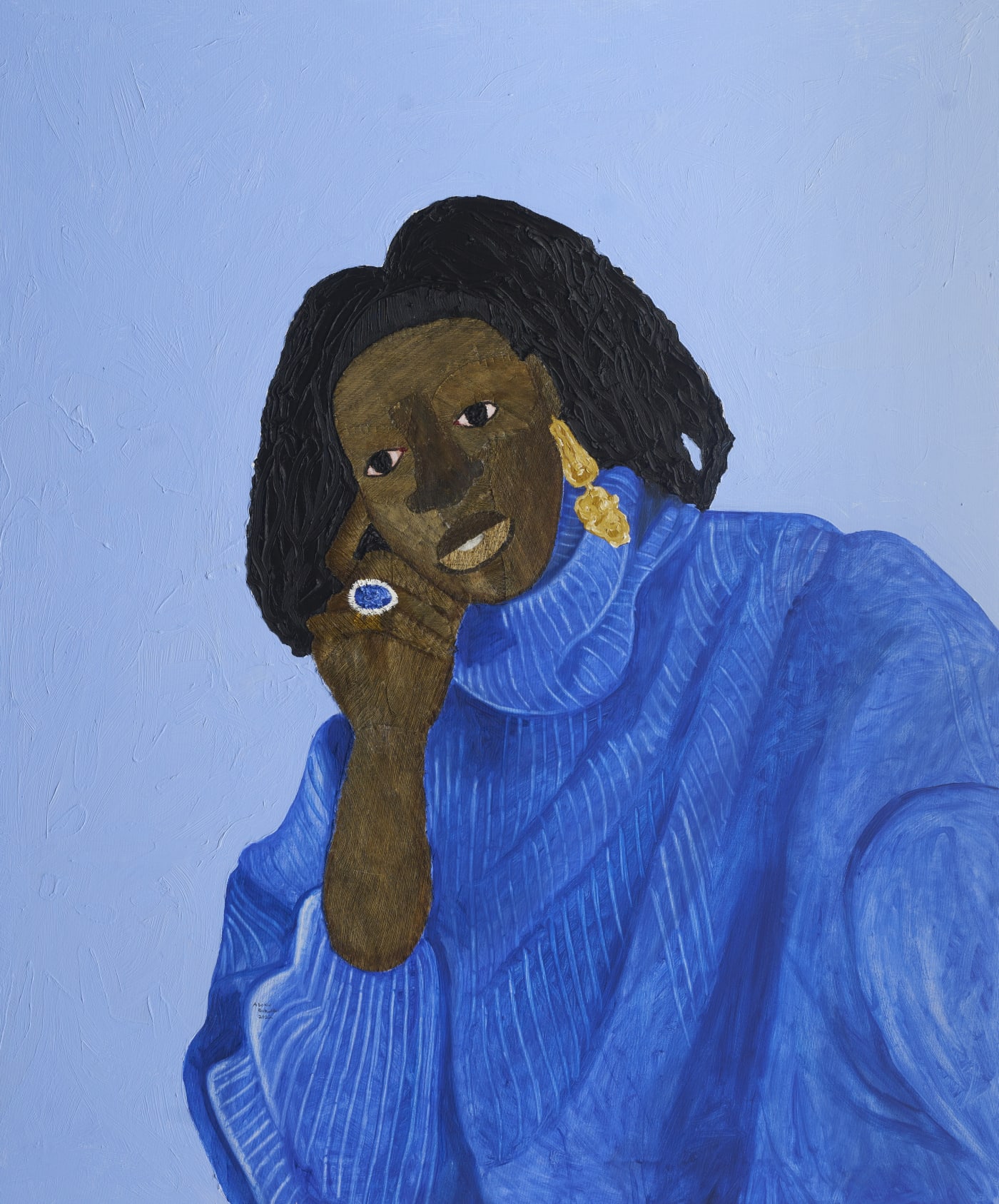 Azure Dreams, 2022 Coconut Sheath and oil on canvas 120 x 100 cm / 47 1/4 x 39 3/8 in