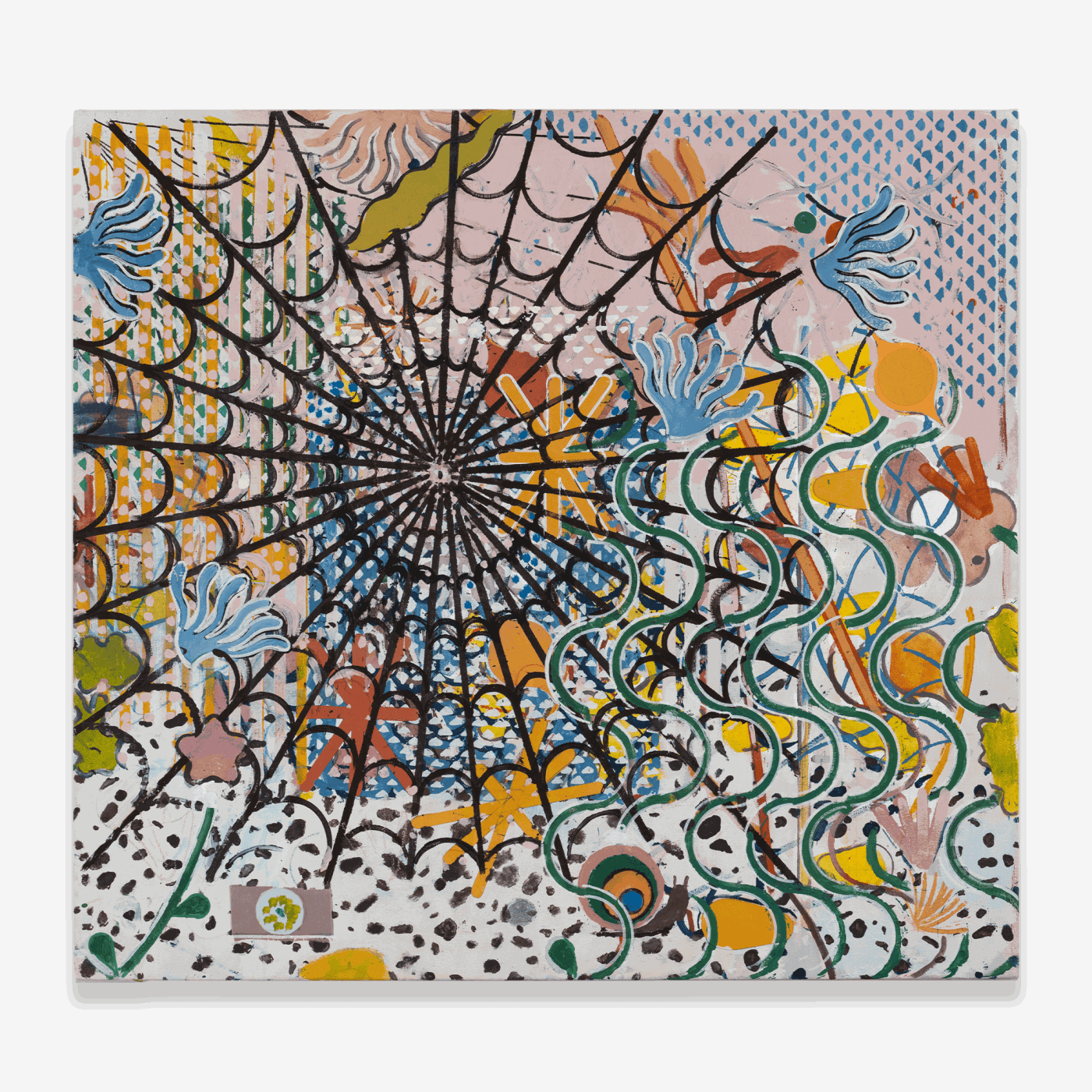 Brian Michael Dunn Spider and I, 2023 Vinyl acrylic, paper on canvas 32 x 35 in 81.3 x 88.9 cm