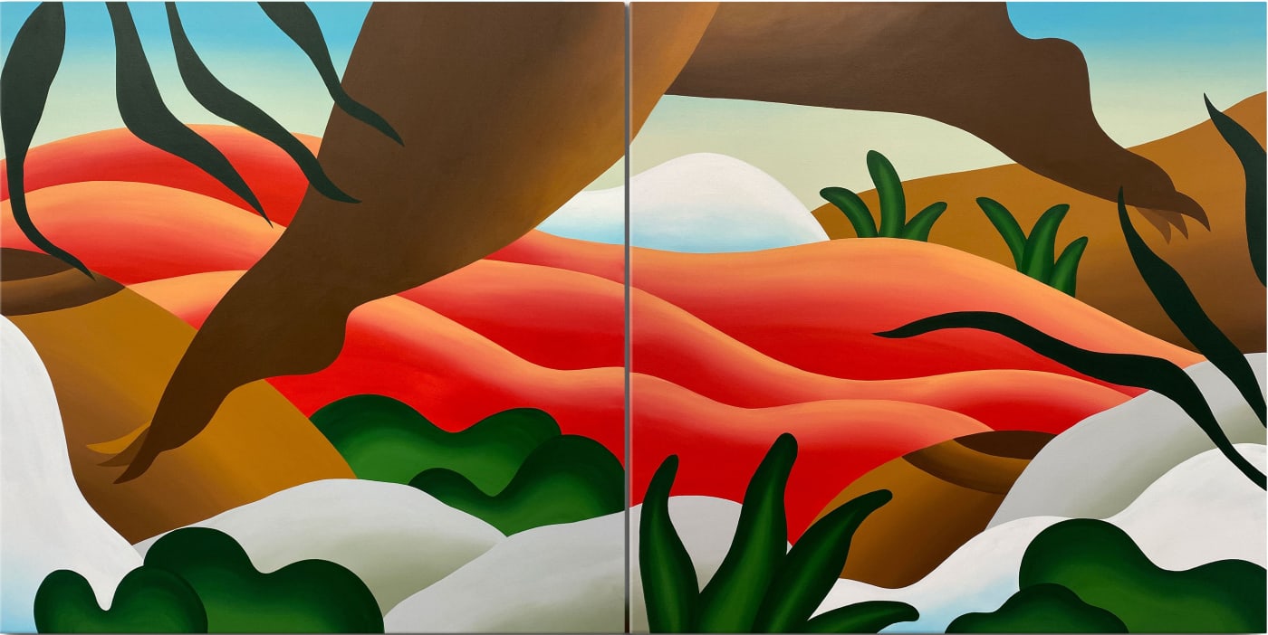 Leap of Faith (Diptych), 2022, Acrylic on Canvas, 254 x 127 cm