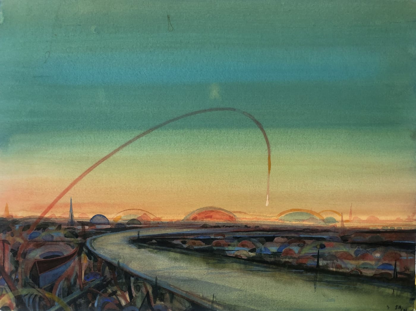 Sujith S.N. Emphasizing Stillness, 2021 Watercolour on paper 10.75 x 14.75 in
