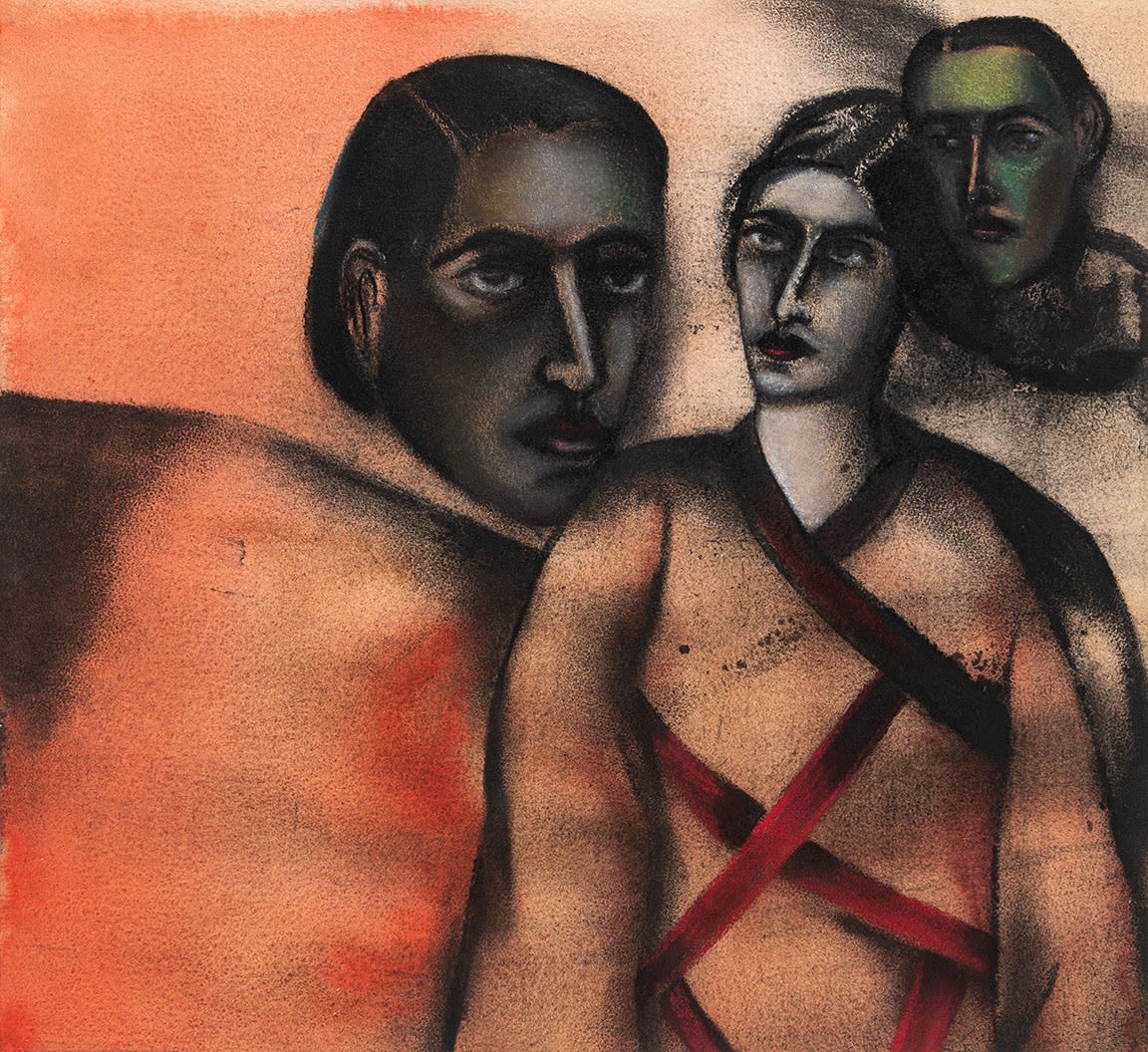 Anju Dodiya Listening (To Them) Watercolour, charcoal and soft pastel on paper 20 x 21 in | 51 x 53.5 cm 2010