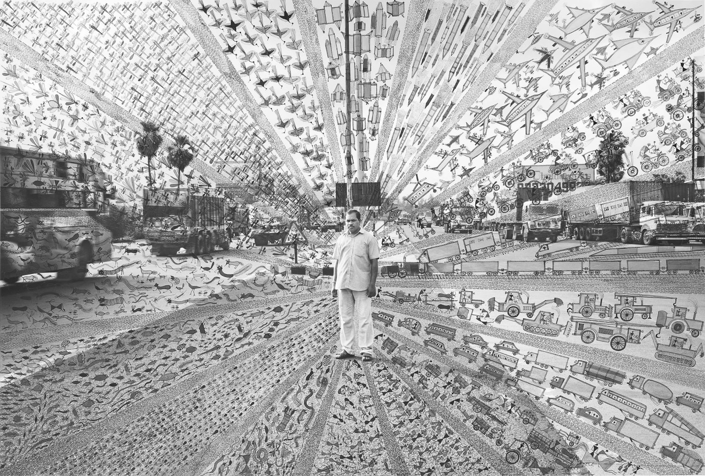 Gauri Gill and Rajesh Vangad 'Moving Mind', 2024 from the series 'Fields of Sight', 2013‐ongoing Acrylic paint on archival pigment print 42 x 62 in (unframed)