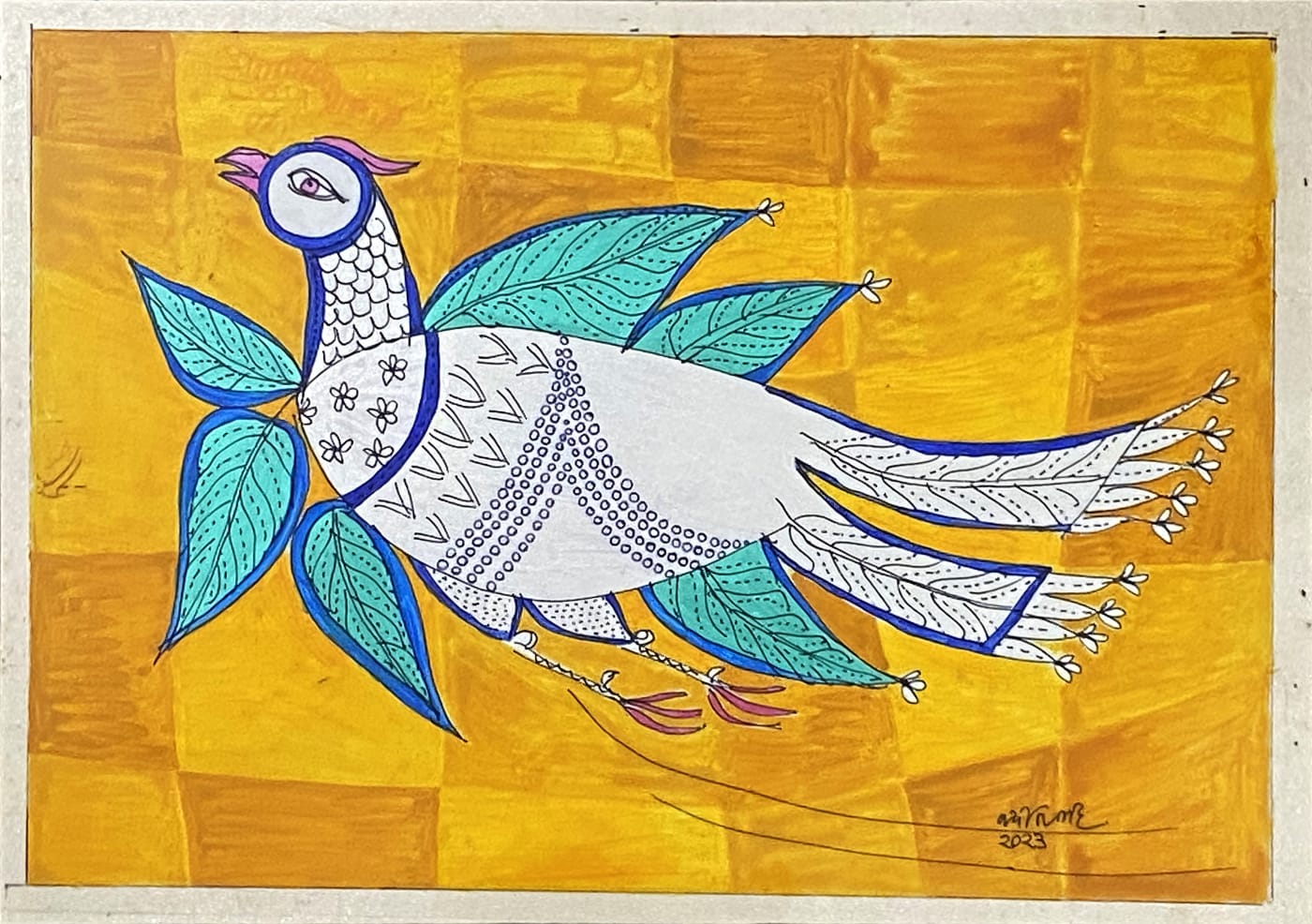 Jyoti Bhatt Escaped Finally (Flight of an Escapee), 2023 Acrylic on plastic film