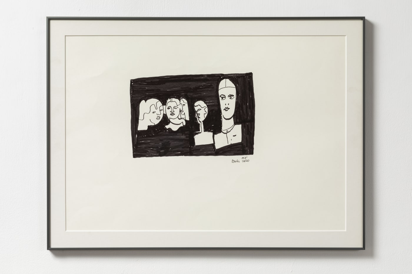 Balkrishna Doshi The Family, 2020 Ink on archival paper 16.5 x 23.5 in