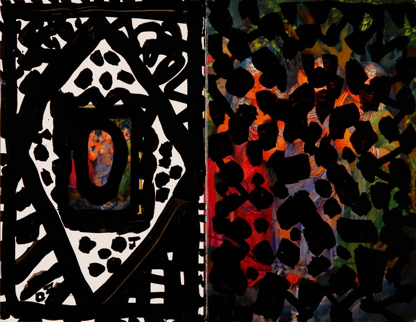 Jogen Chowdhury Through the mirror, 2007 Ink with brush on printed card 8 x 11 in