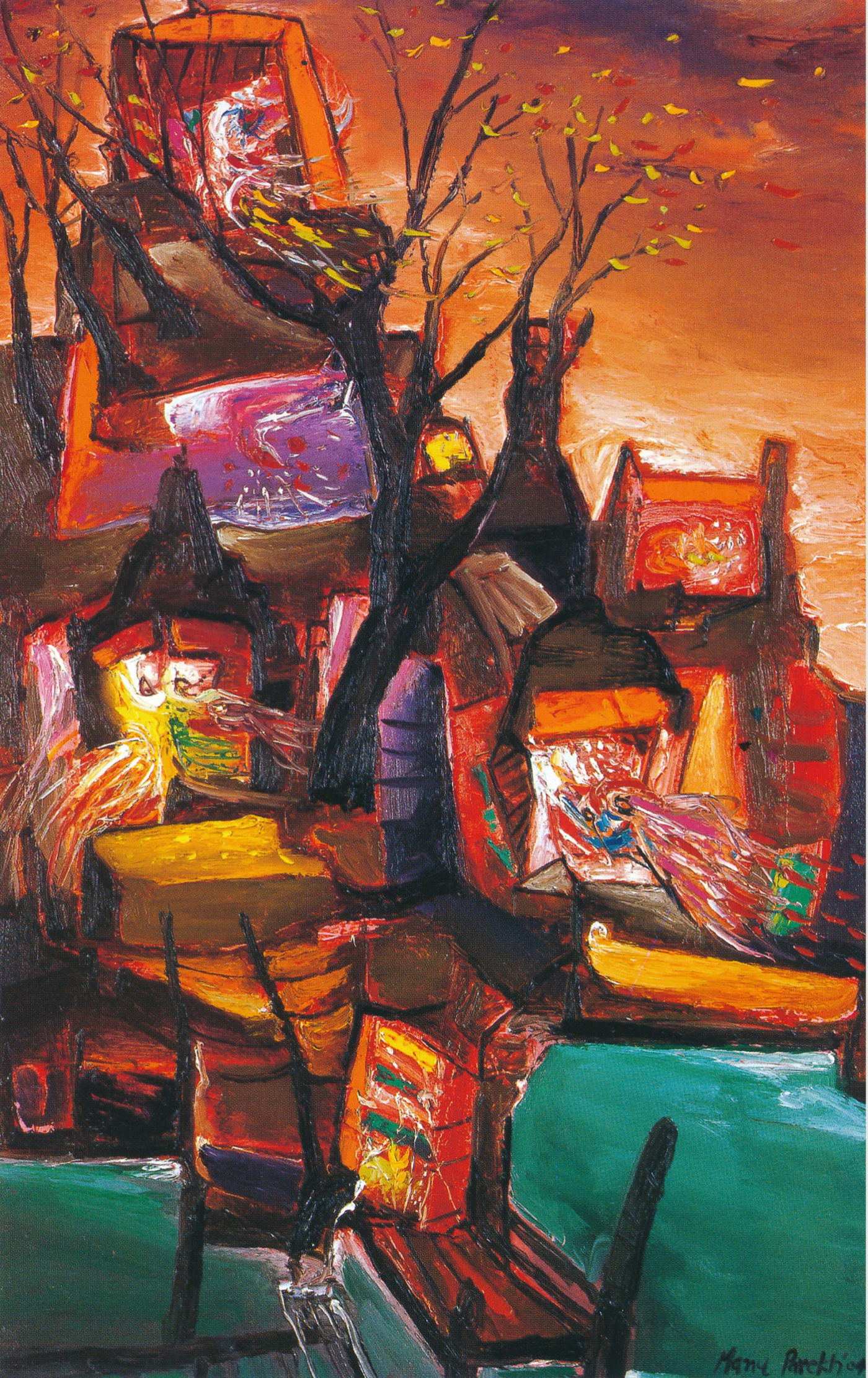 Manu Parekh Temples and Trees of Benares, 2004 Oil on canvas 30 x 48 in