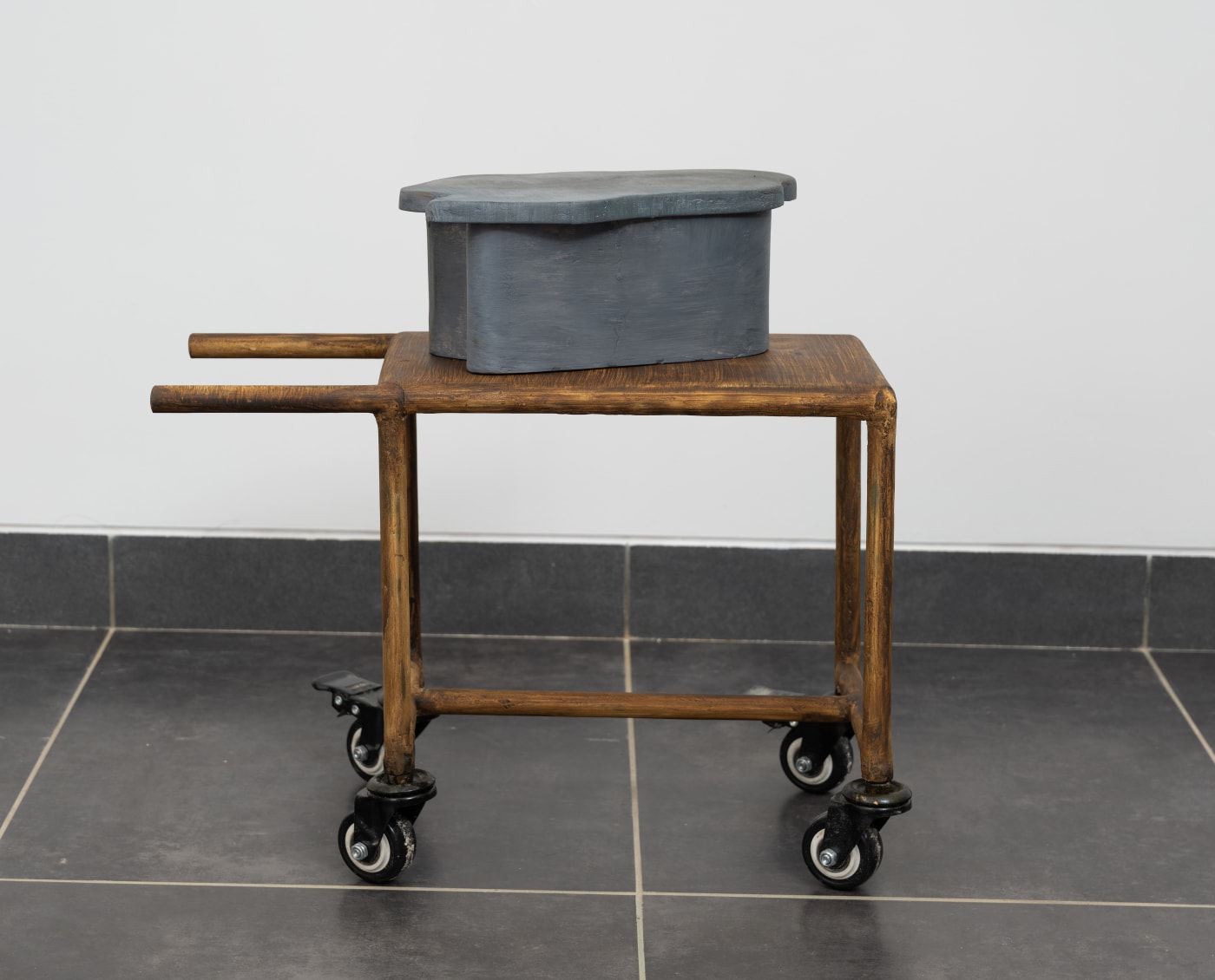 Biraaj Dodiya Sleep chorus VI Oil paint and polyester body filler on galvanized steel with caster wheels