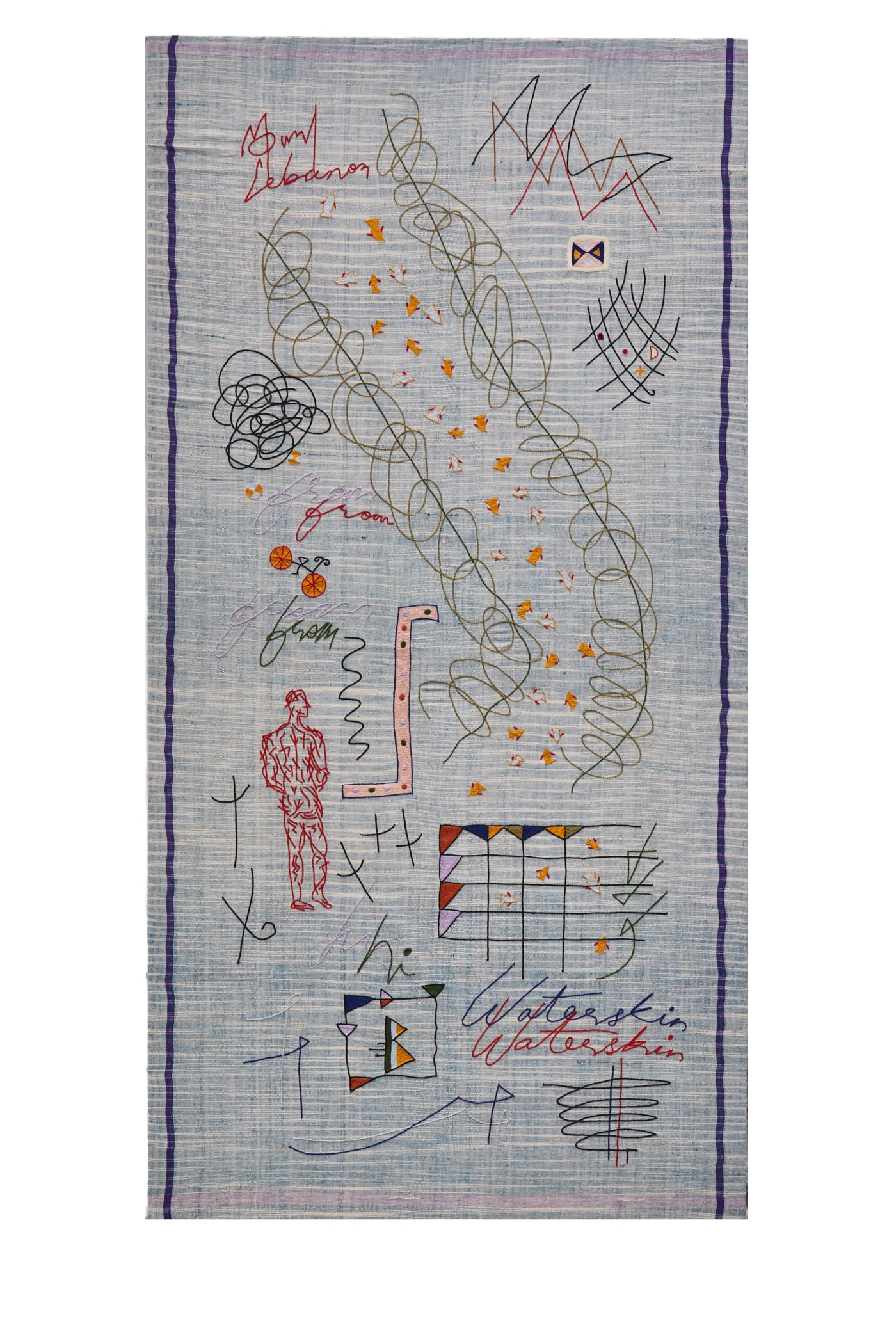 Areez Katki Oneiria: Night 3 Cotton embroidery on khadi towel