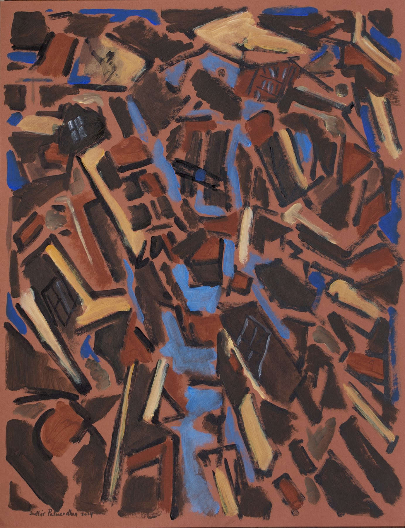 Buildings Once Acrylic on tinted paper 2024