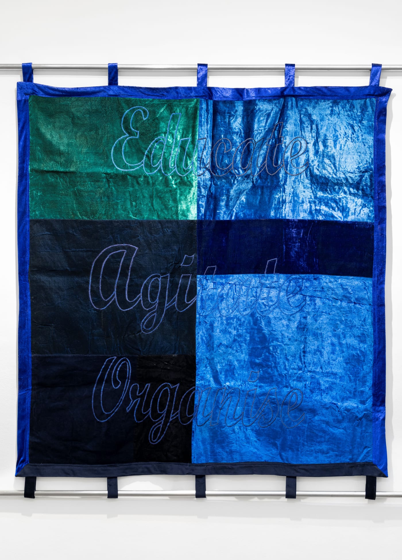 Anita Dube After Dr. Ambedkar Velvet, cloth, thread, embroidery, wood