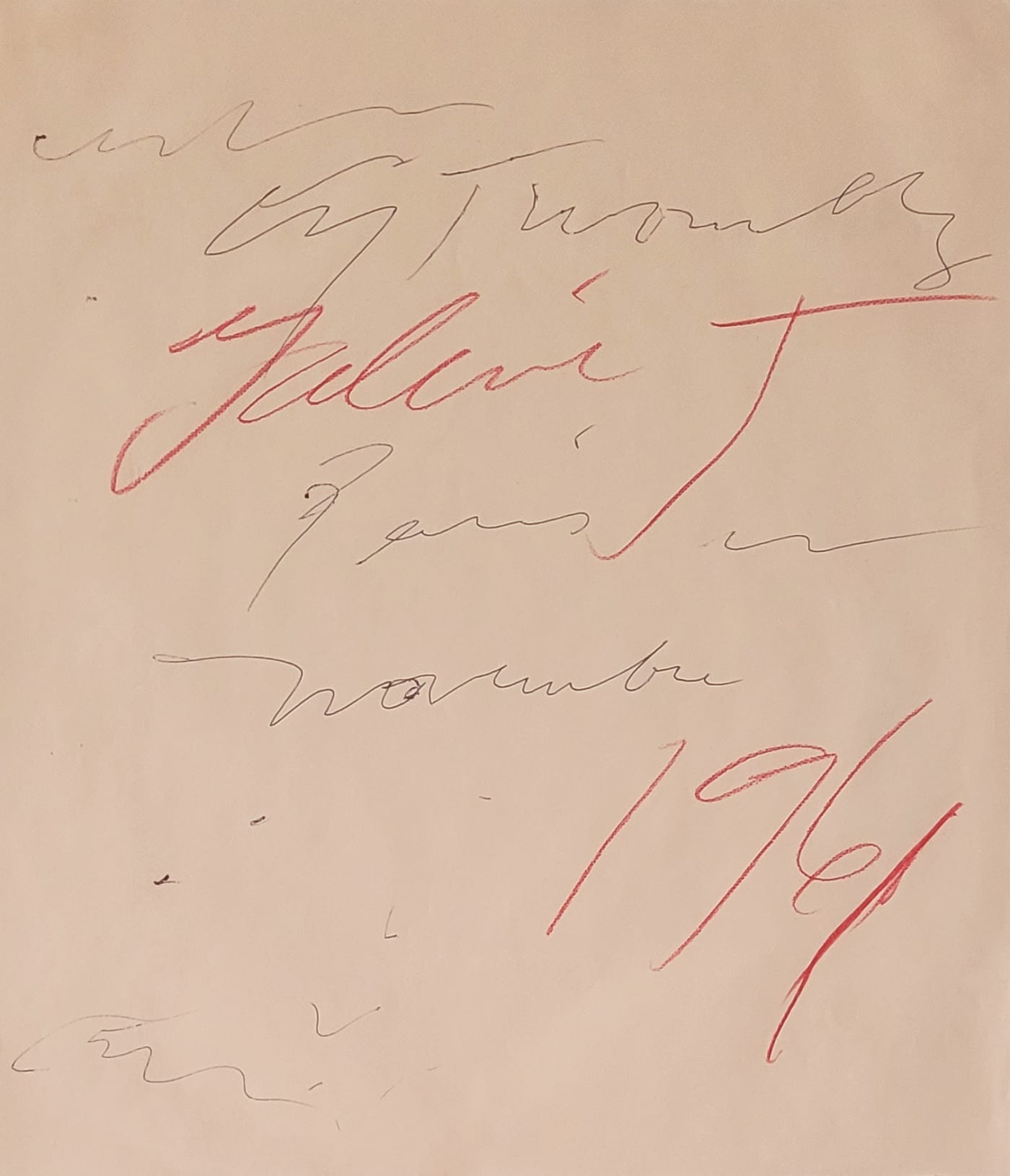 Cy Twombly Untitled ("Galerie J, Paris, Novembre 1961"), 1961 Stylo et crayon de couleur sur papier / Pen and coloured pencil on paper 29 x 25 cm