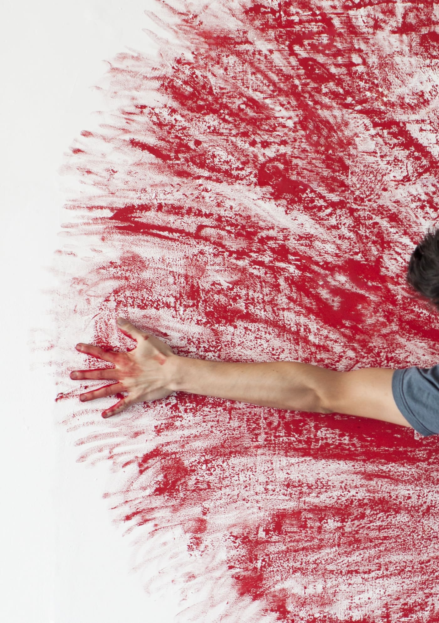 William Mackrell out of reach. red acrylic paint on wall