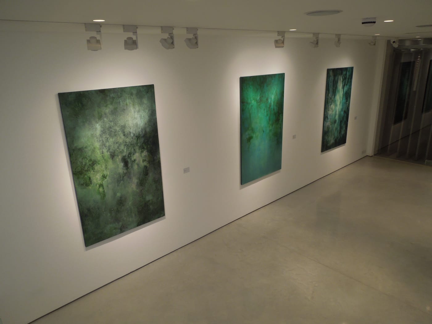 Justin Sidney canvases hanging in gallery