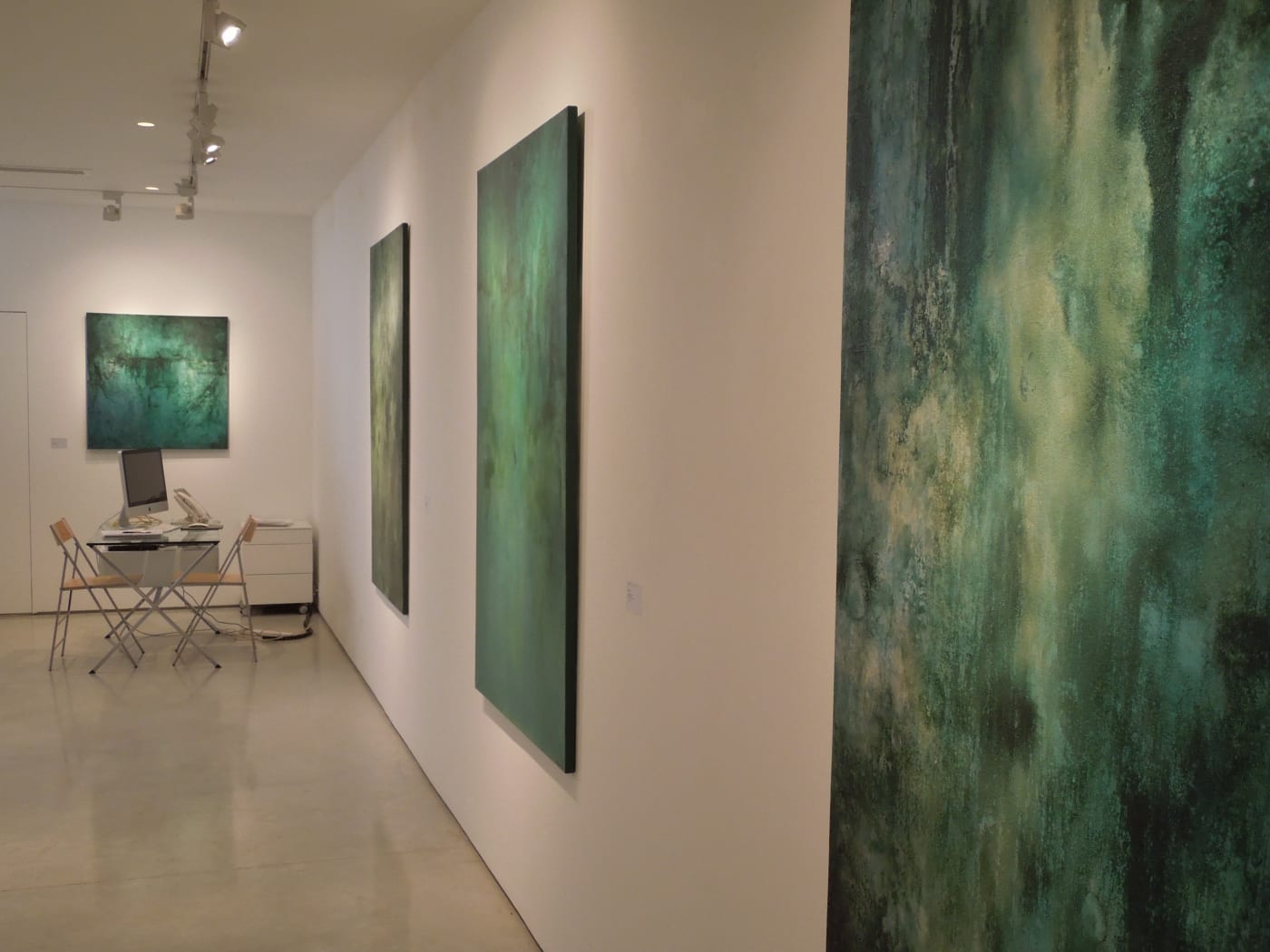 Justin Sidney canvases hanging in gallery