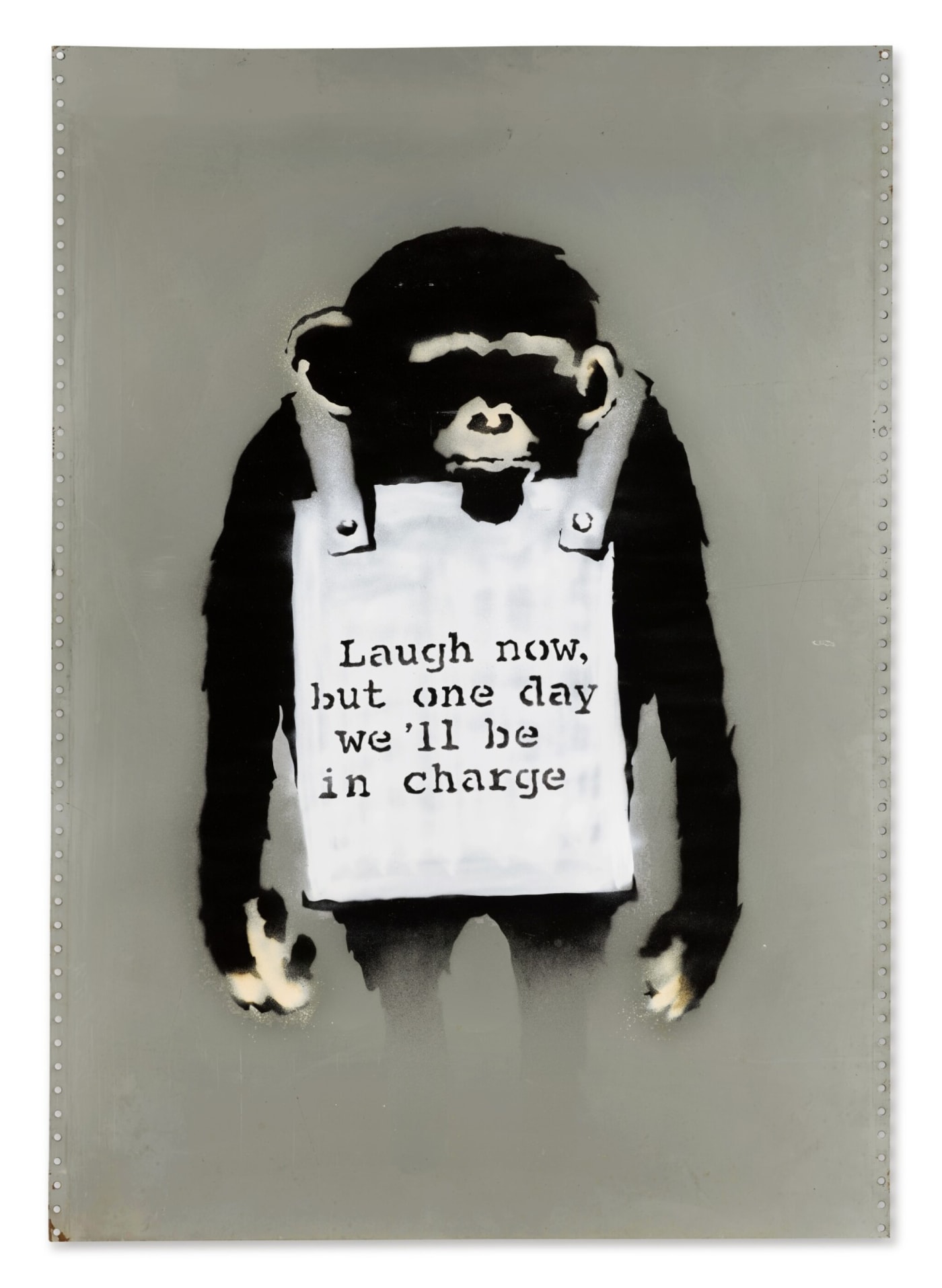 Banksy laugh now canvas