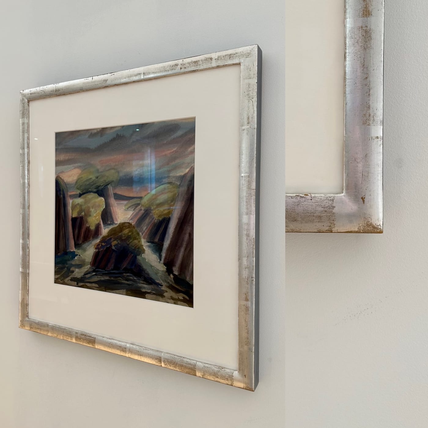 GESSOED WOOD, HAND LAID SILVER leaf, STANDARD GLASS