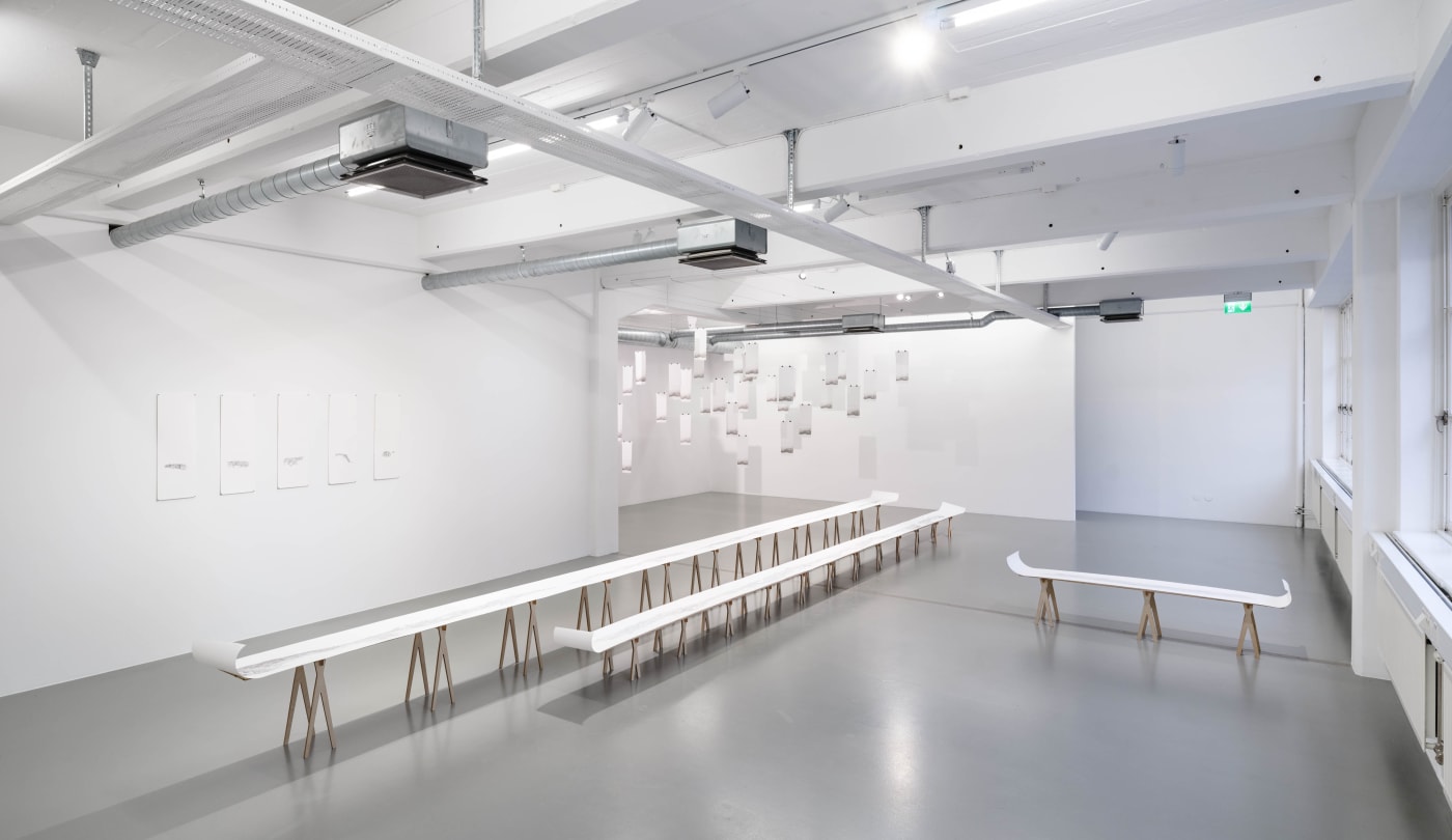 Installation view, Alannah Robins, Comfort Ye My People, 2023, Galleri Duerr. Photo: Jean-Baptiste Béranger.Photo: Jean-Baptiste Béranger