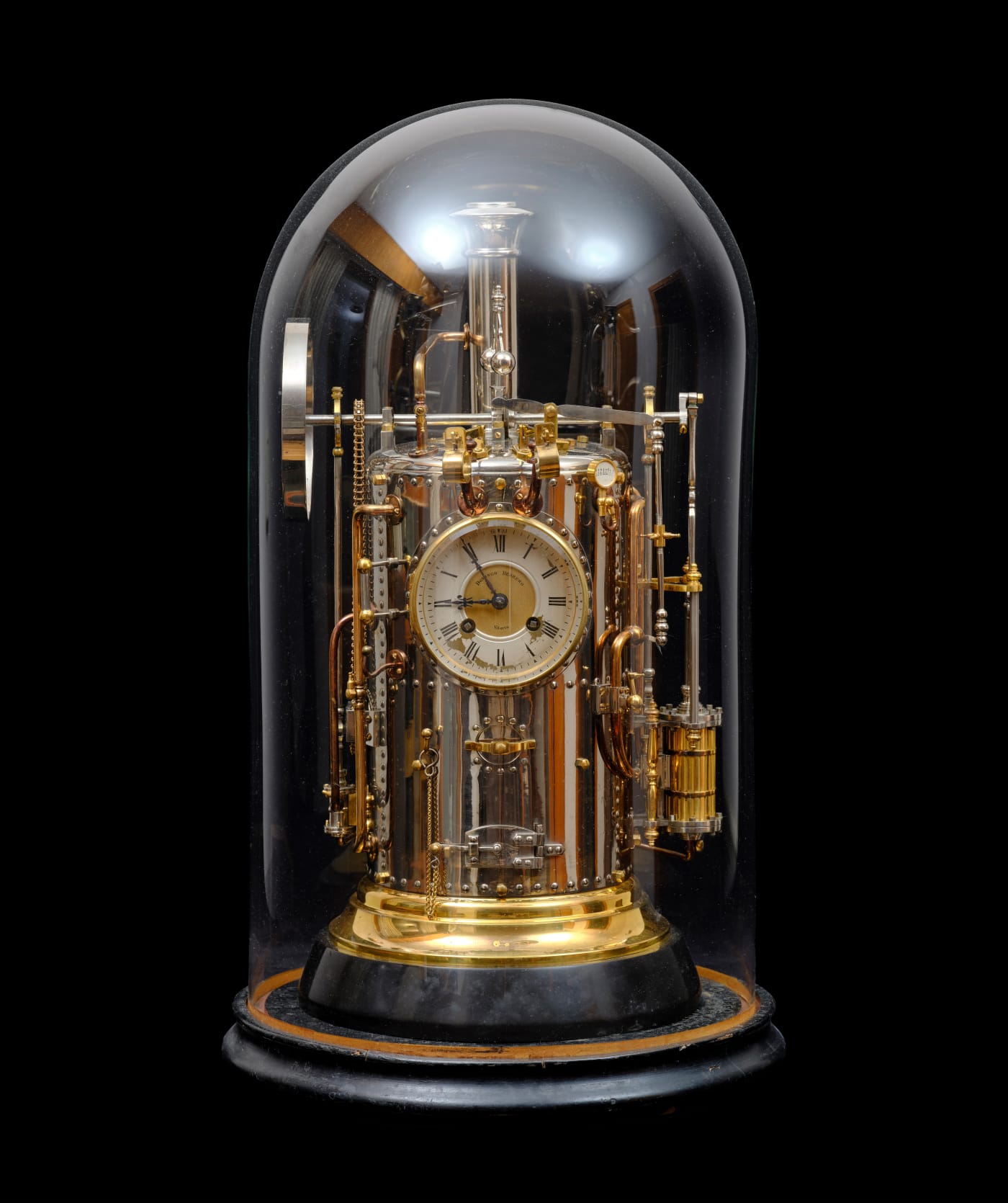 A VERY RARE INDUSTRIAL VERTICAL STEAM BOILER CLOCK PROBABLY BY GUILMET, Circa 1890
