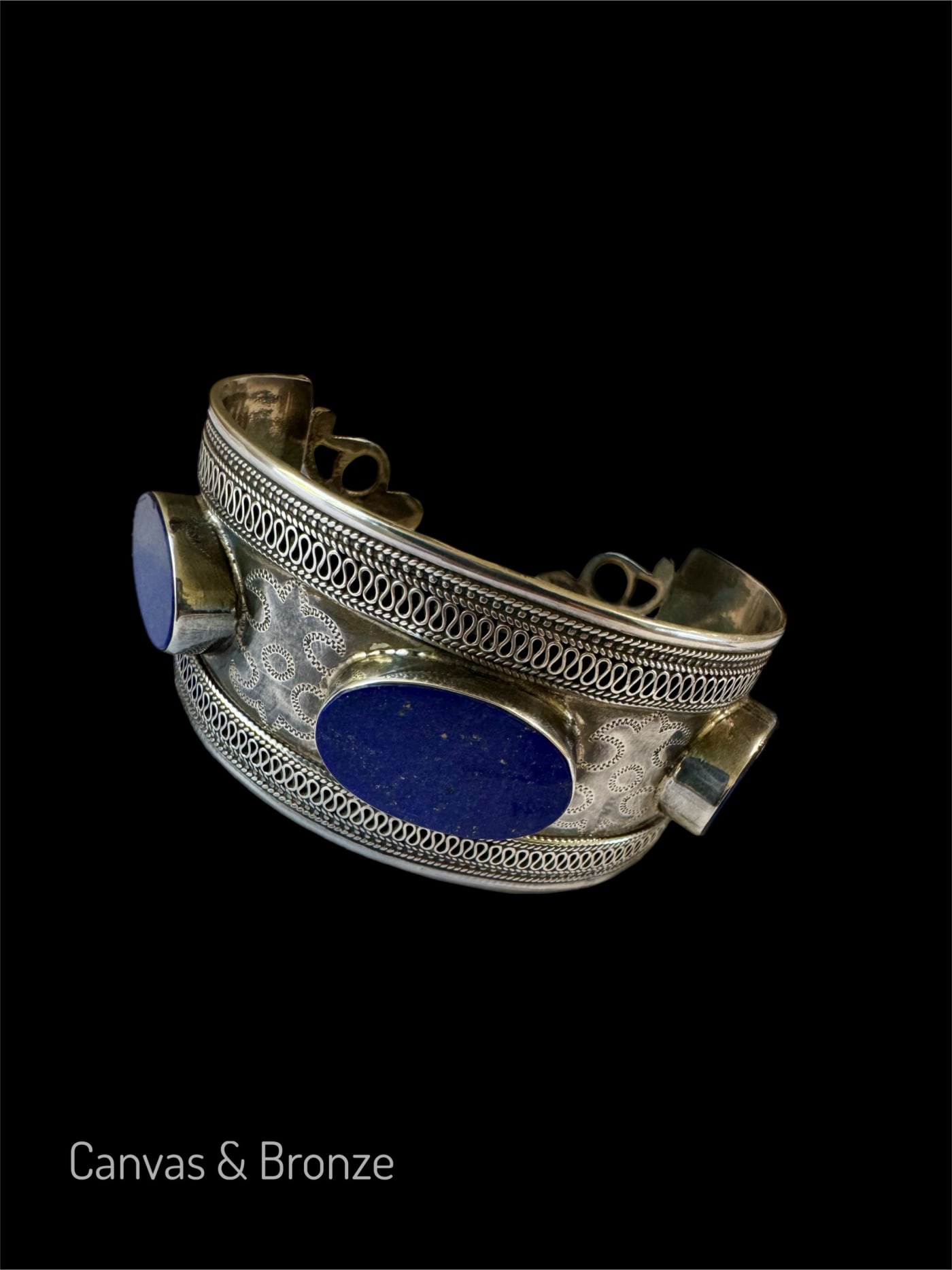 Anonymous, Antique Silver Lapis Lazuli Bangle
