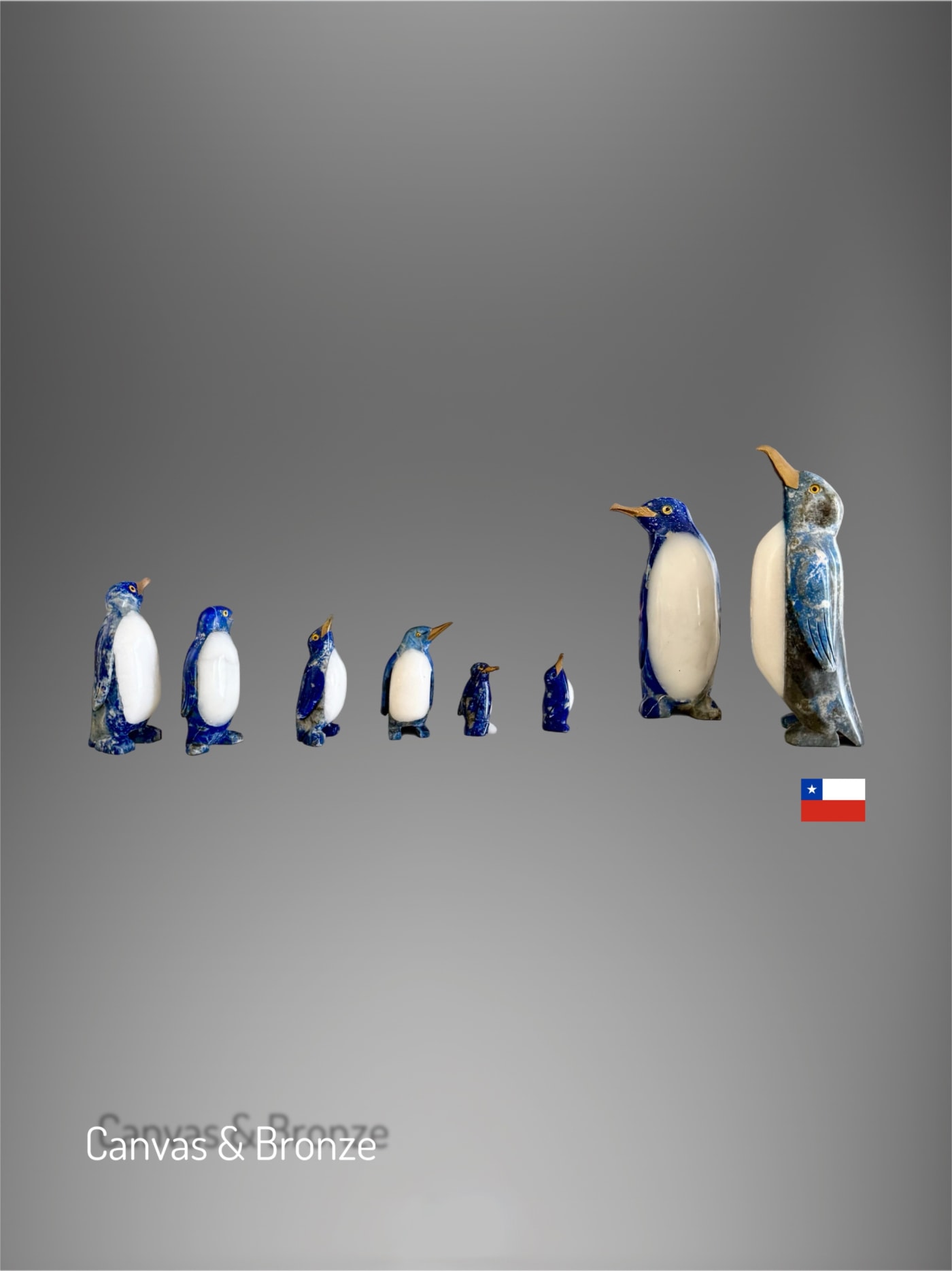 Anonymous, Flock of 8 Penguins - Chilean Lapis Lazuli, 2018