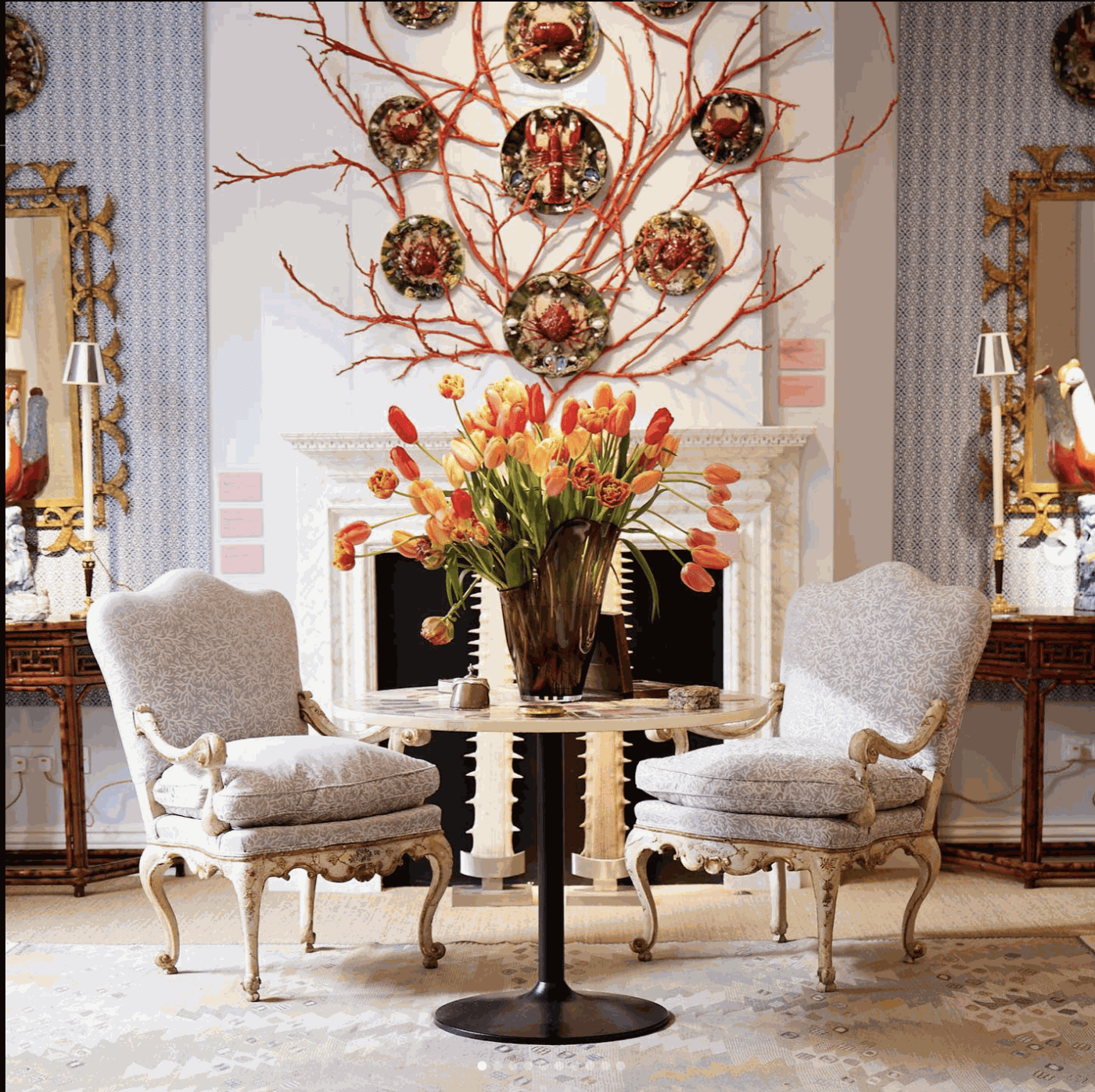 On Wednesday 24 April 2024, Dreweatts offered the private collection of Count Manfredi della Gherardesca in their auction titled: ''Alchemy of Design.'' The dressing of this auction is in collaboration with interior design Soane Britain, whom I worked alongside to design and create a bespoke, geometric fabric range titled 'Rumi.' My Rumi fabric - in the colourway 'Linen' is featured as a wallpaper in the Dreweatts auction collection and is seen in the background of these photographs.