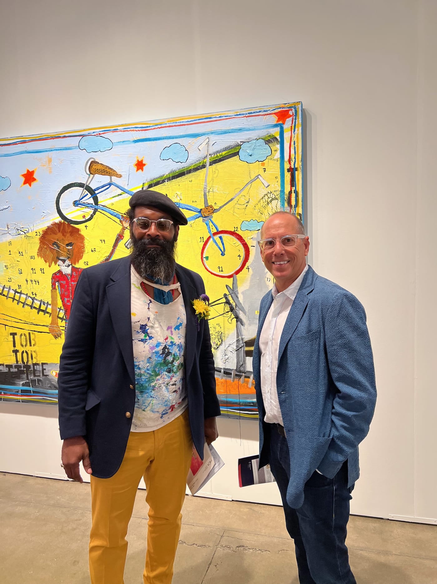 BK Adams with Collecctor Extraordinaire, Bill Gautreaux, a duel museum trustee, Whitney National committee member, Art21C Board, AAMC Board and one of largest collectors of works created by early career Black artists and women artists in this country.