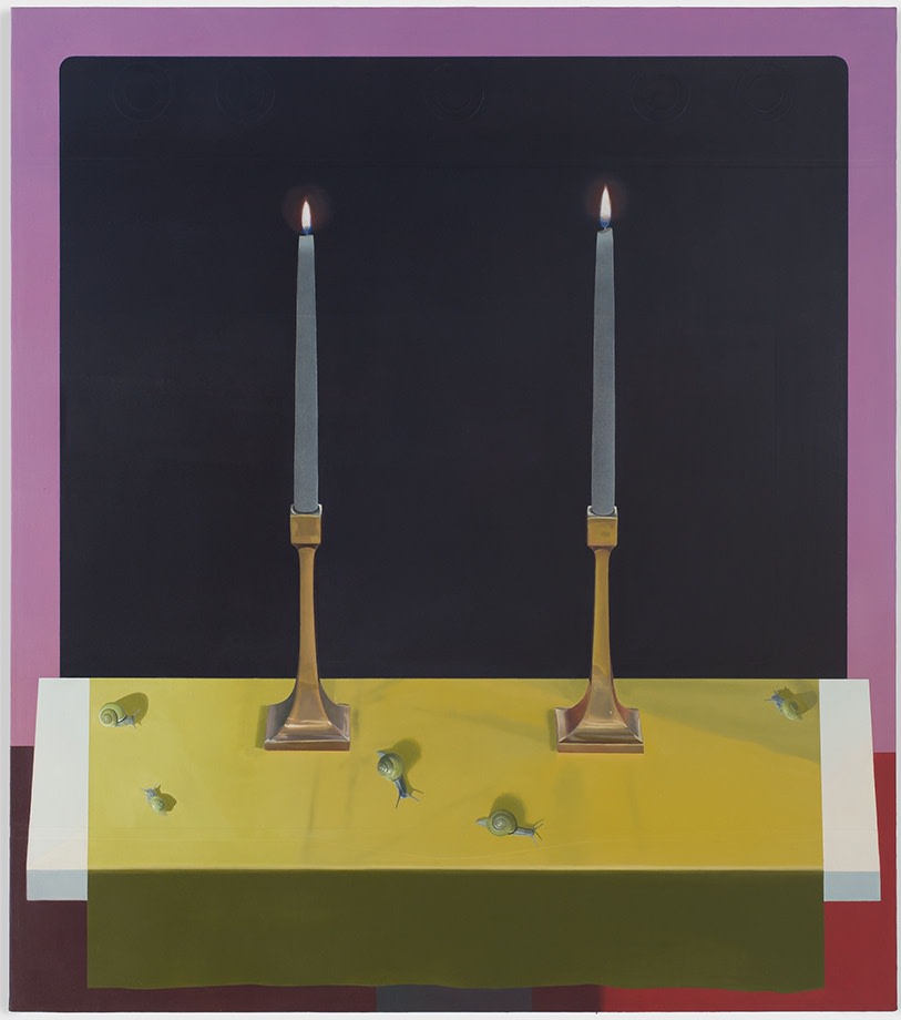 Sarah Pater: Two candles with snails (Time’s gut-end, relief), 2022