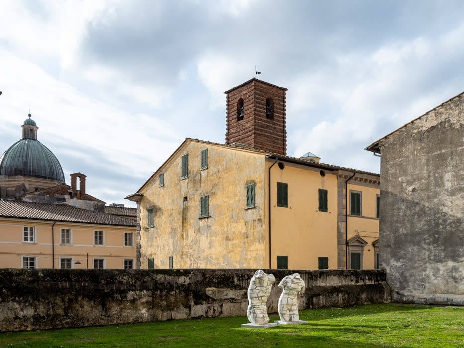 The sculptures of the project "Rebirth from the Waste" set up in the Barsanti Garden.