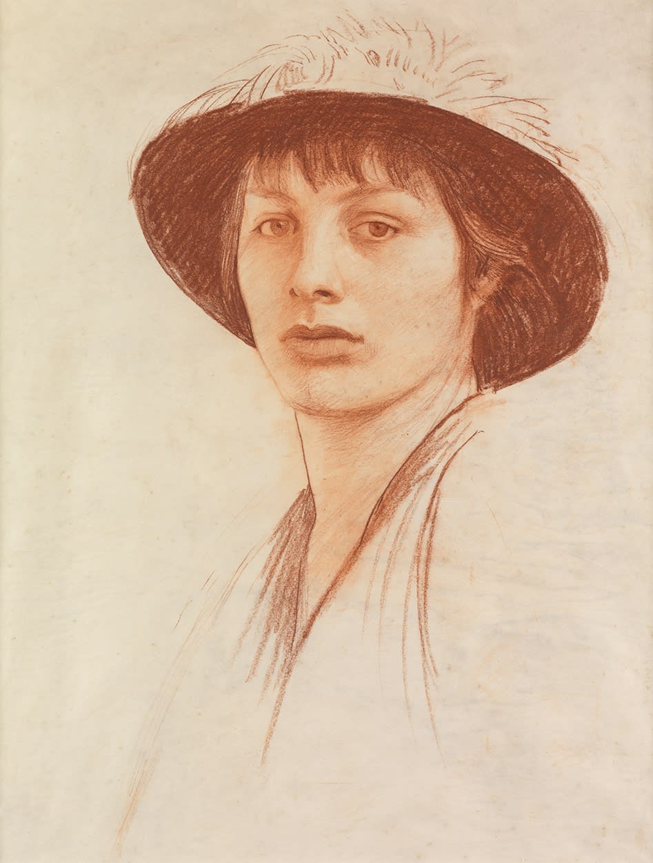 George Spencer Watson (1869-1934), Girl in a Feathered Hat