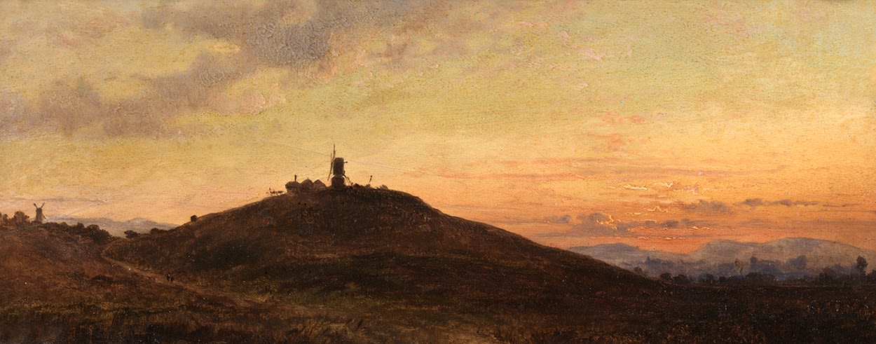 Attributed to Thomas Whittle Junior (c1842-1891), Windmill at Sunset