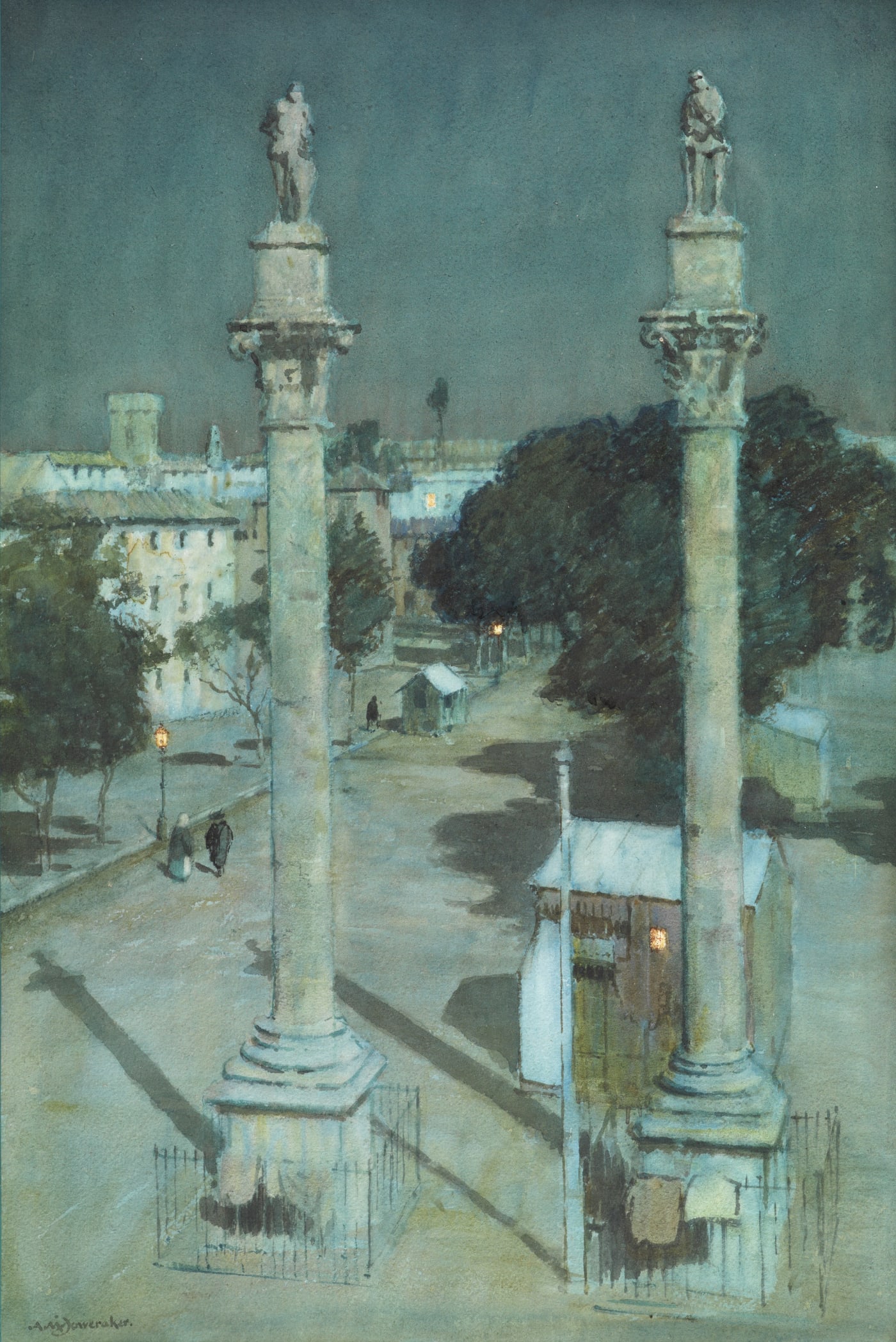 Albert Moulton Foweraker (1873-1942), Moonlight - Alameda de Hércules, Seville