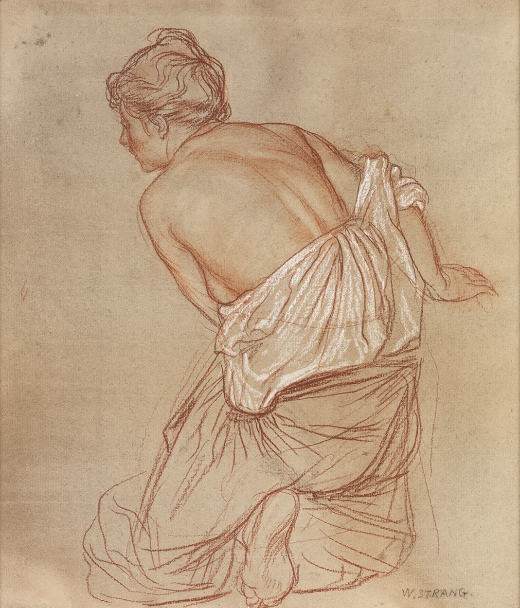William Strang (1859-1921), Study for an etching: 'Music, 1910'