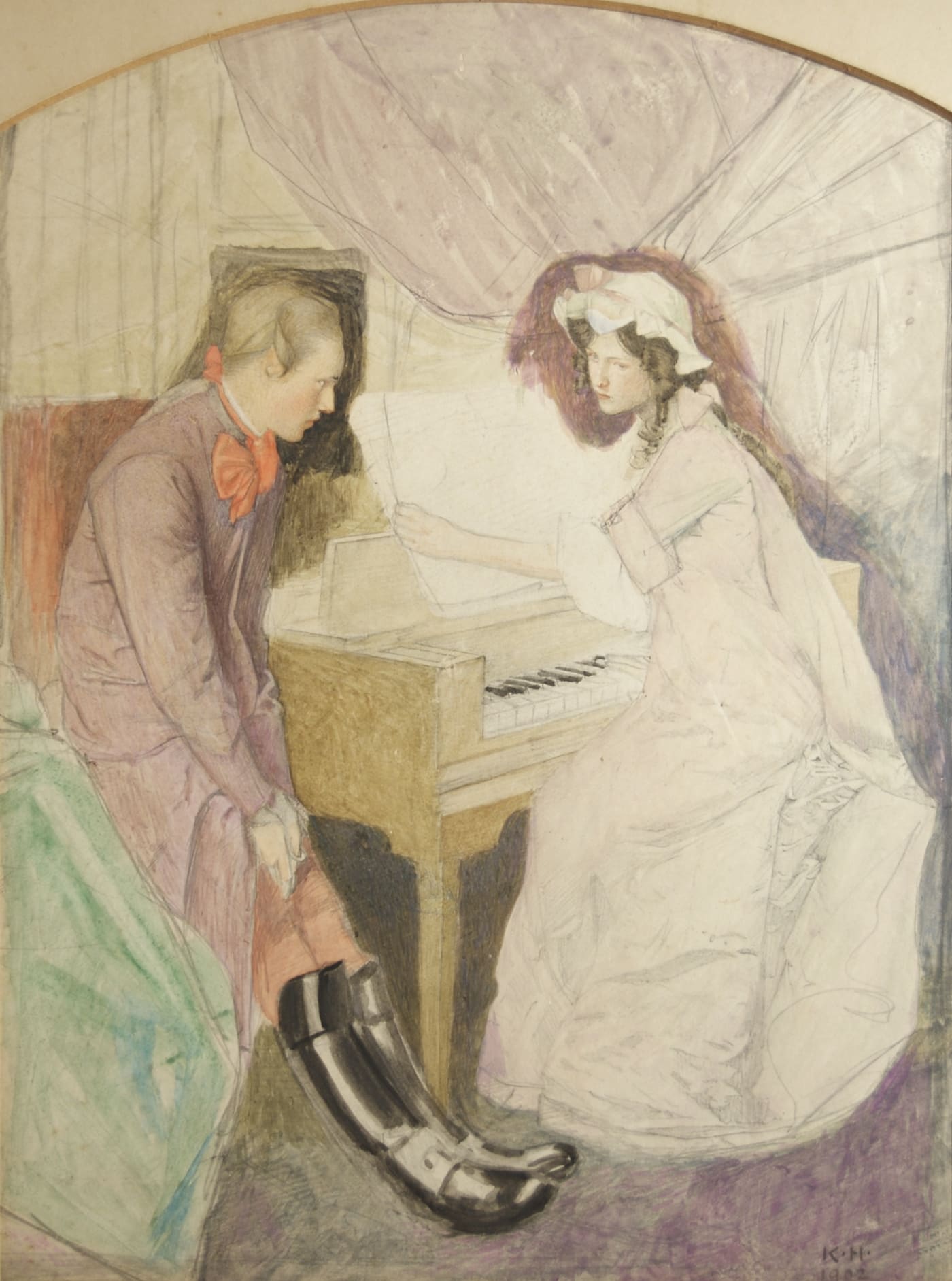 Keith Henderson (1883-1982), Lady and Gentleman at a Piano