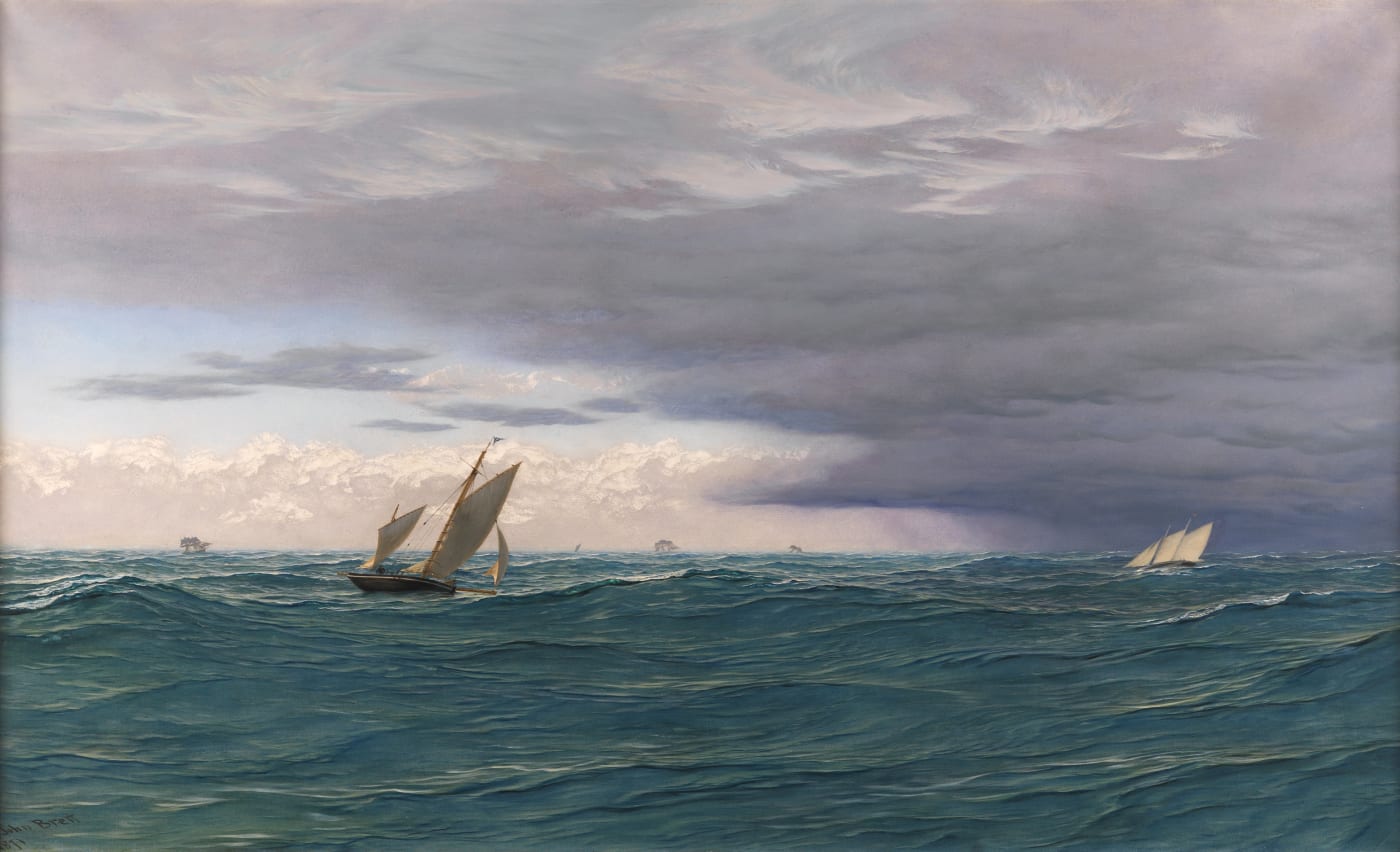 John Brett (1831-1902), Yachts in a Seaway, Mediterranean