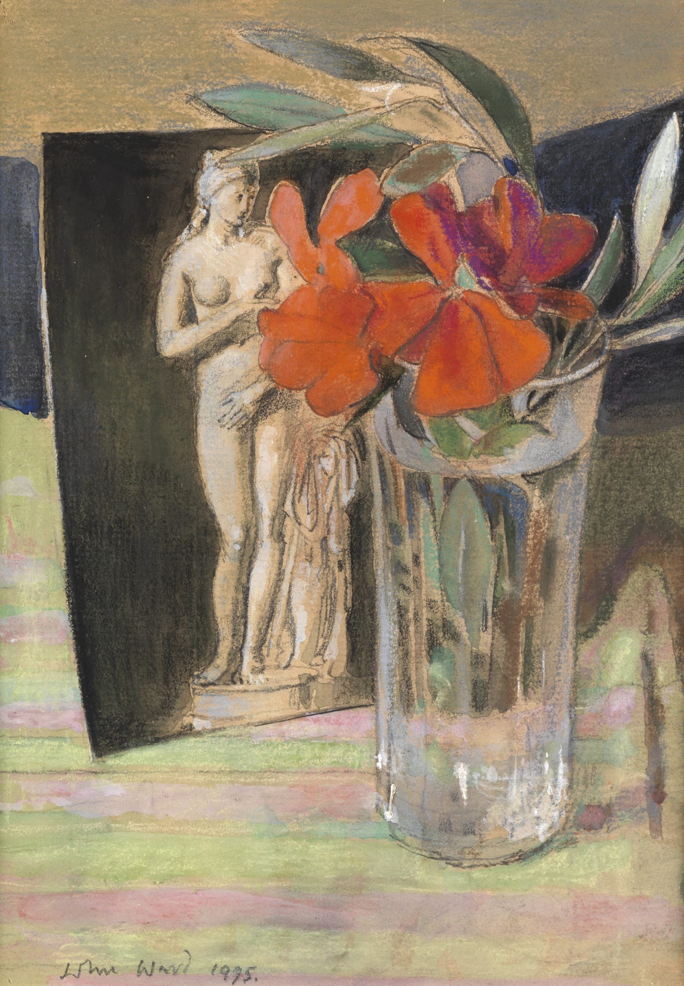 John Ward (1917-2007), Postcard and Flower