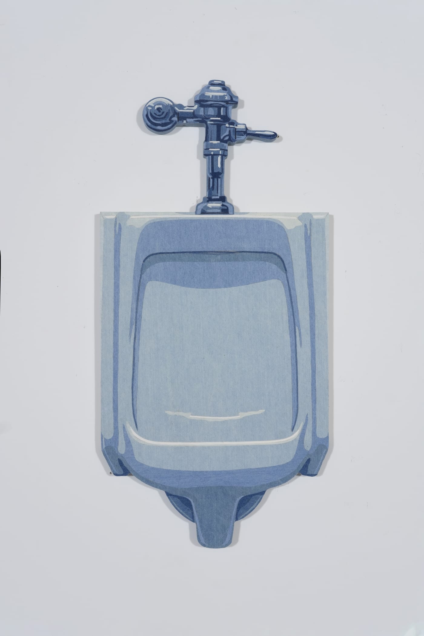 Nick Doyle What it means to stand alone, 2020 Collaged denim on shaped panel 91 x 44 cm. 36 x 17 in.