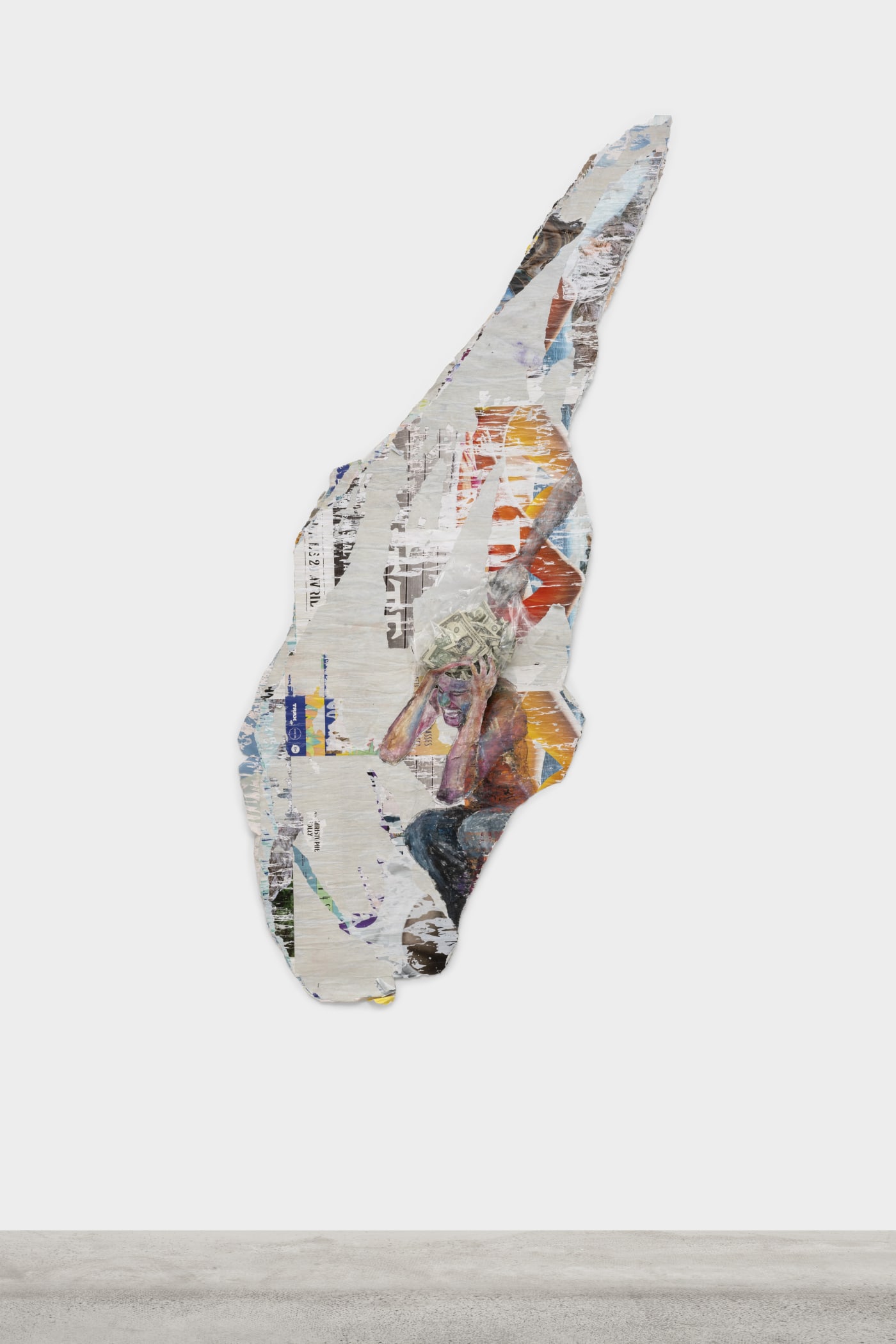 Pharaoh Kakudji Abusive Consumption, 2022 Mixed media on paper 206 x 101 cm. 81 x 39 in.