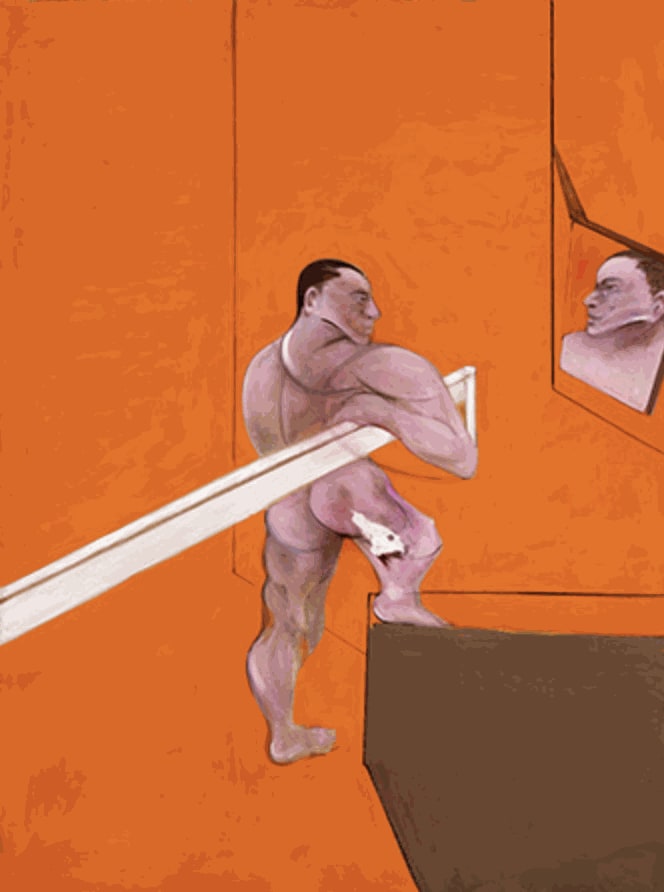 Male Nude before Mirror, 1990 Oil and pastel on canvas 78in x 58 in