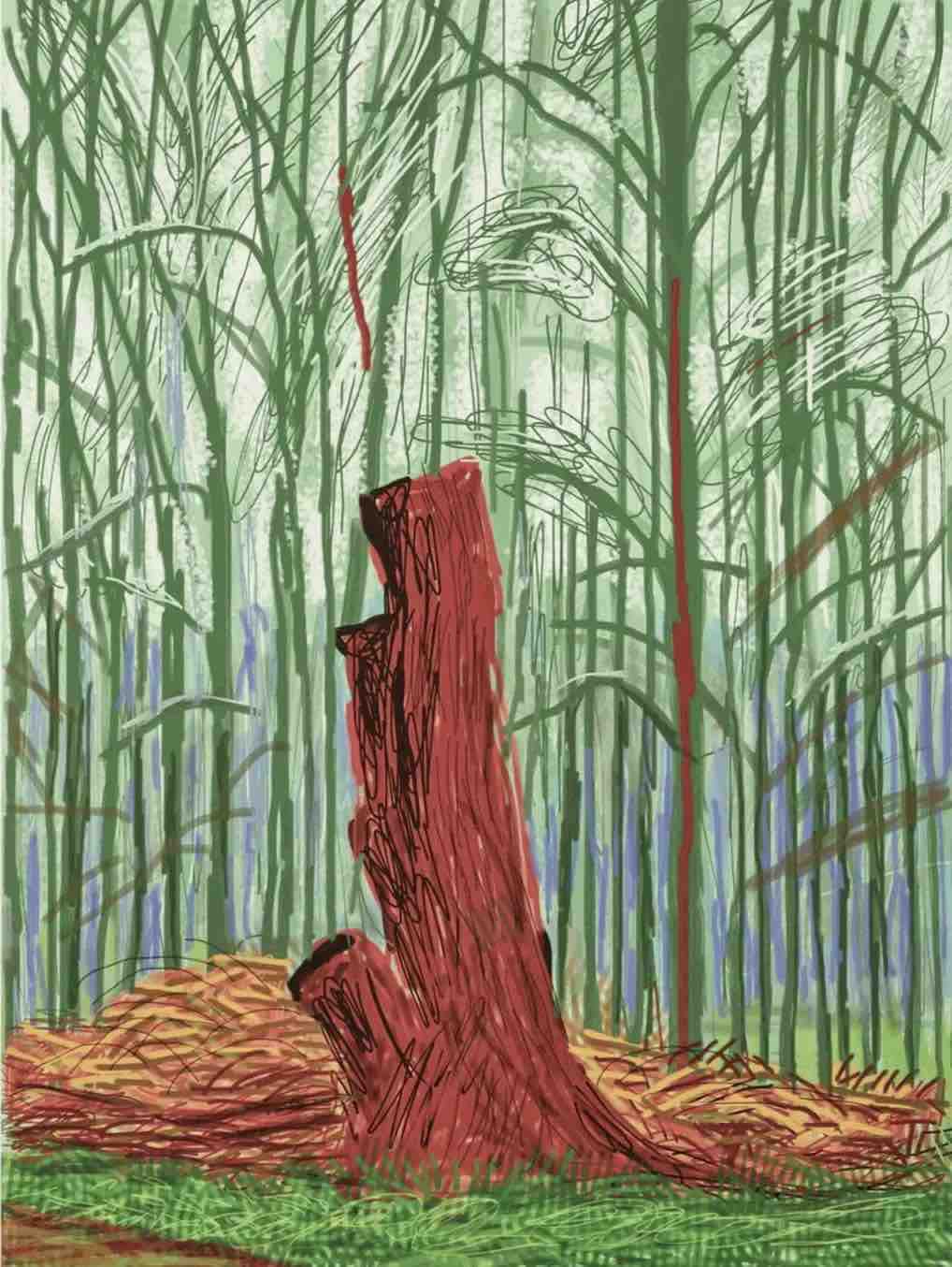 David Hockney, The Arrival of Spring in Woldgate, East Yorkshire, 25 February 2011